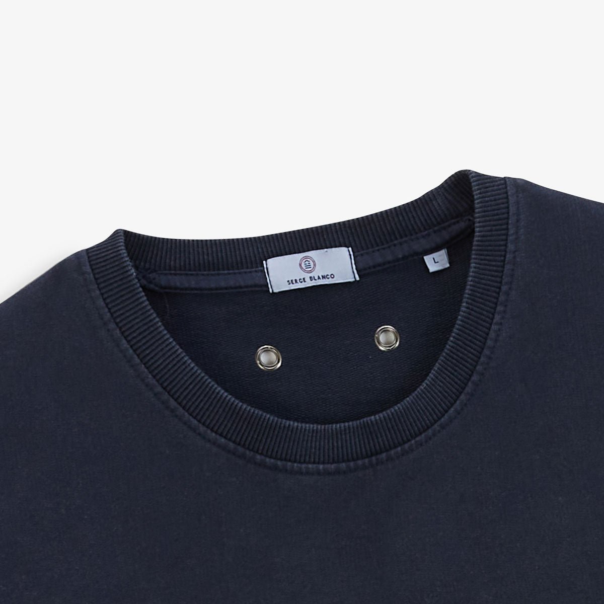Round neck sweatshirt in old dye cotton SERGE BLANCO Blue