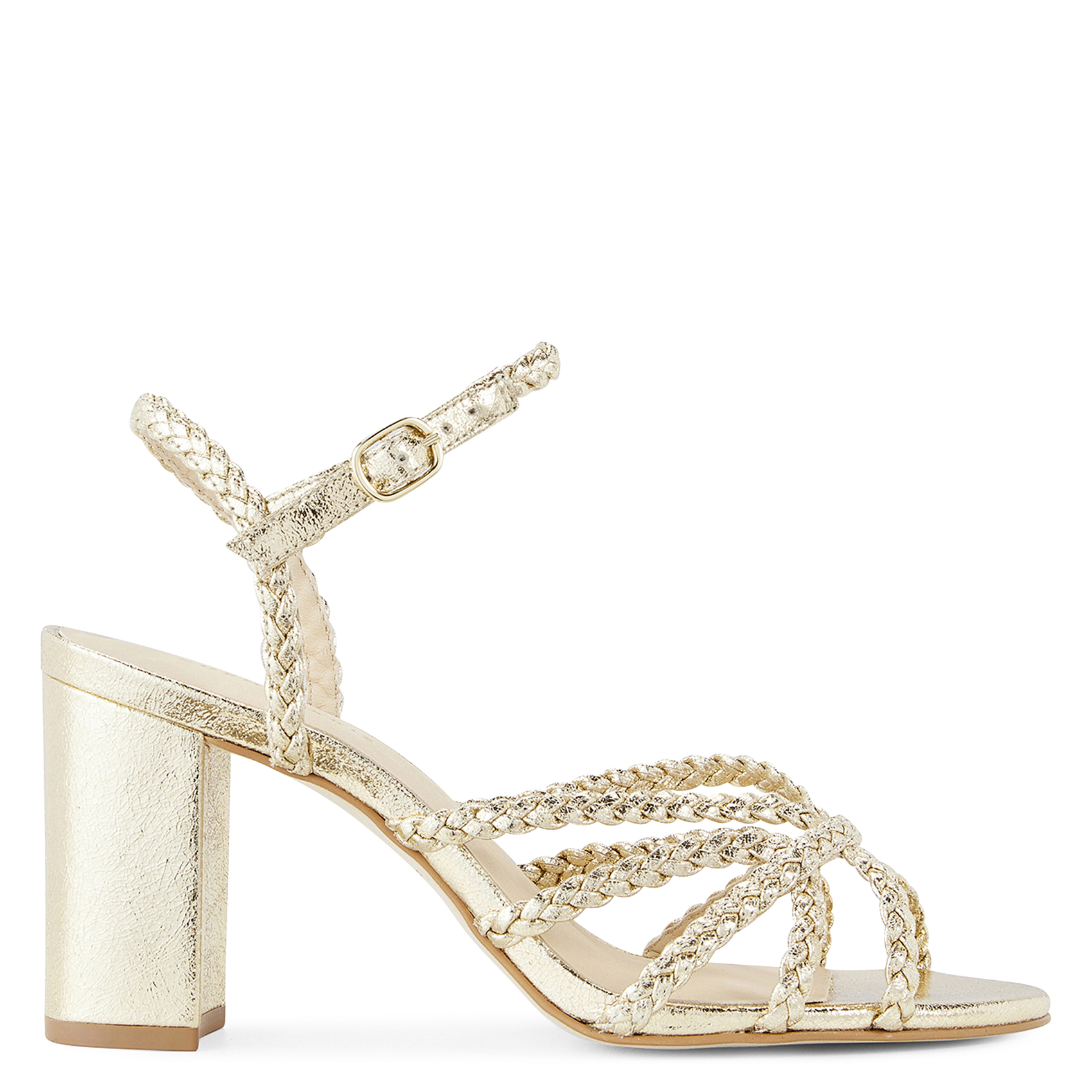 Heeled metallic leather sandals COSMOPARIS Golden