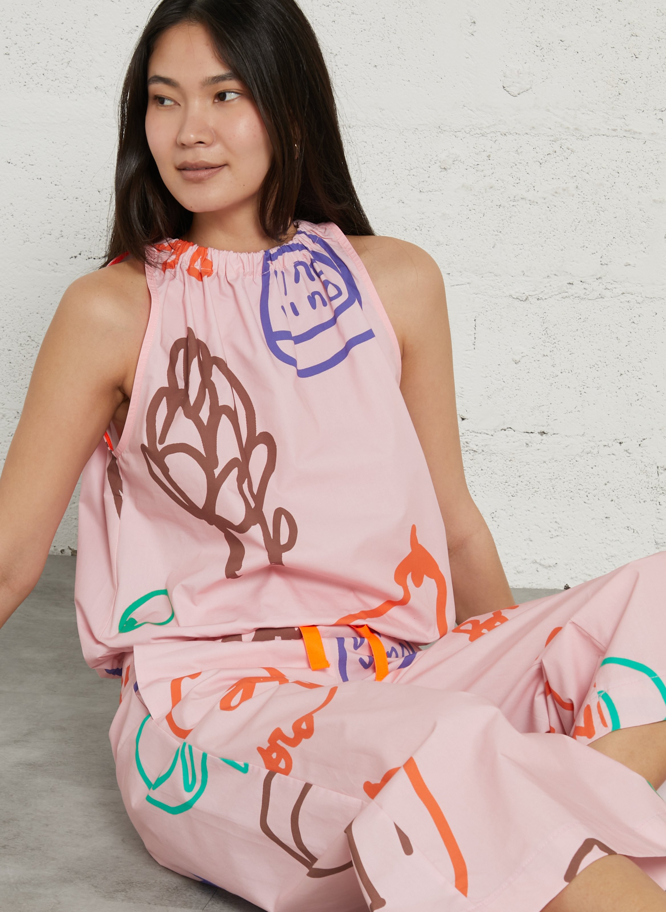 Round-neck striped top  DR BLOOM Pink