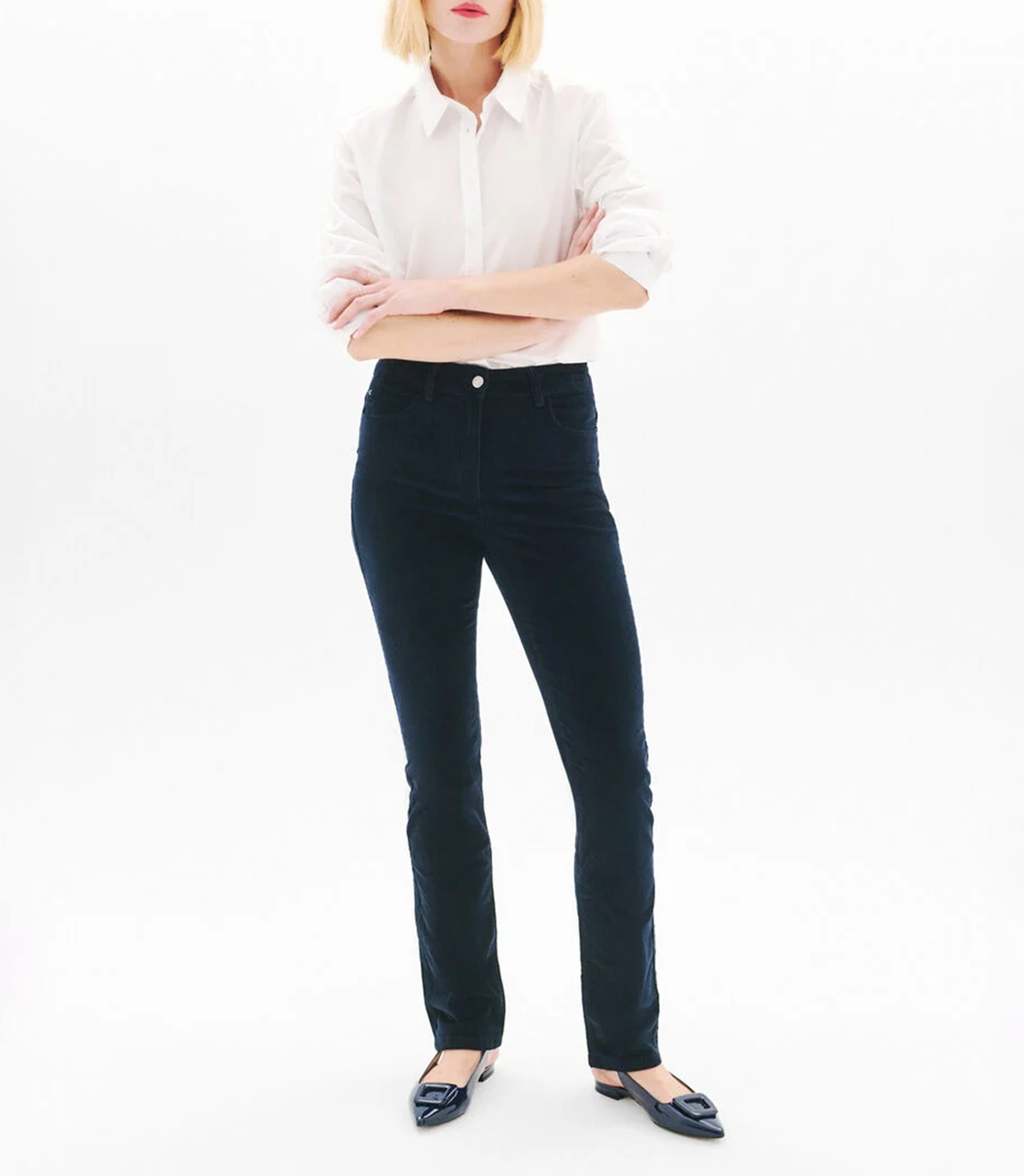 Pantalon droit en velours CAROLL Bleu