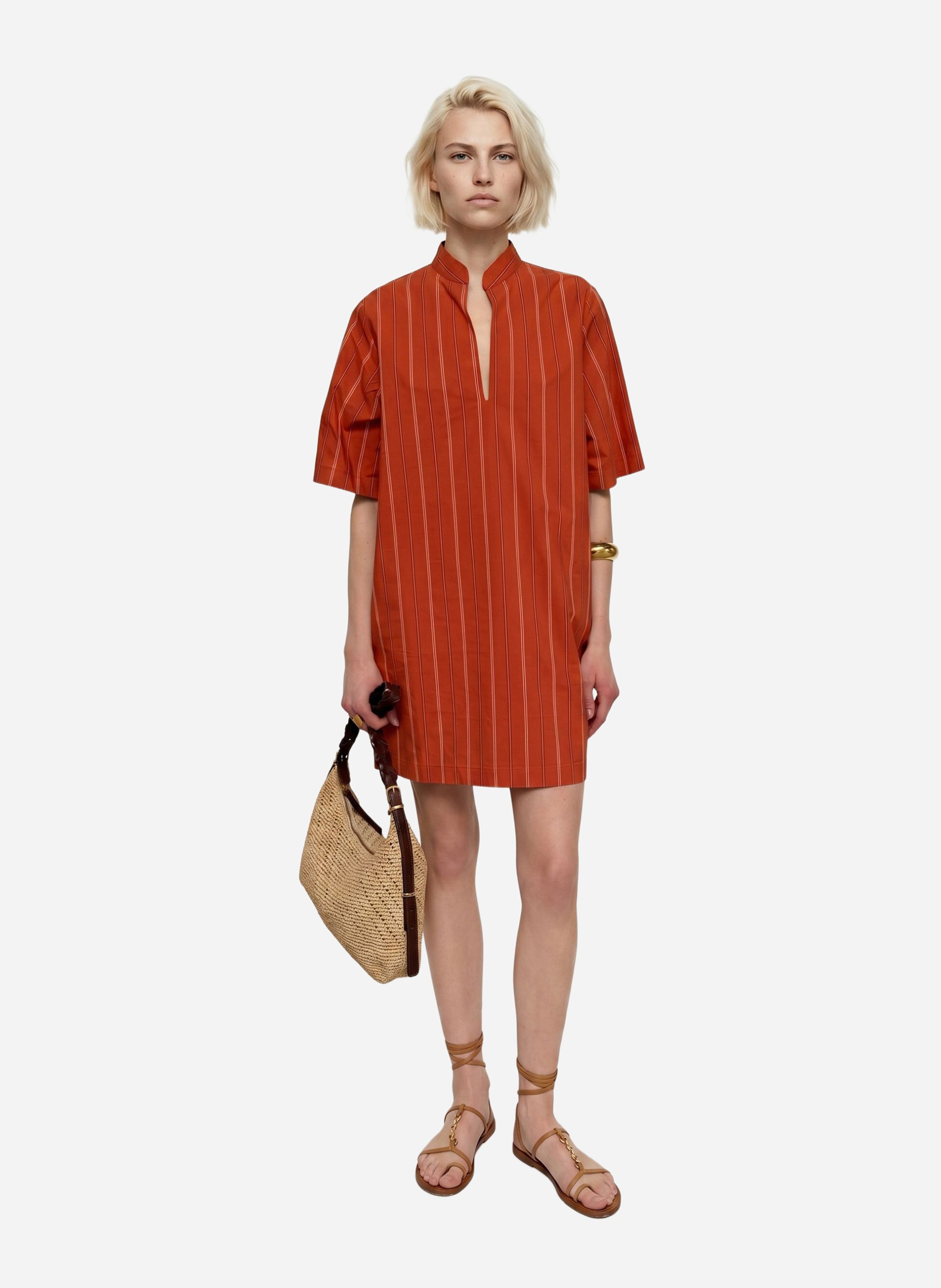 Robe courte droite à rayures VANESSA BRUNO Orange