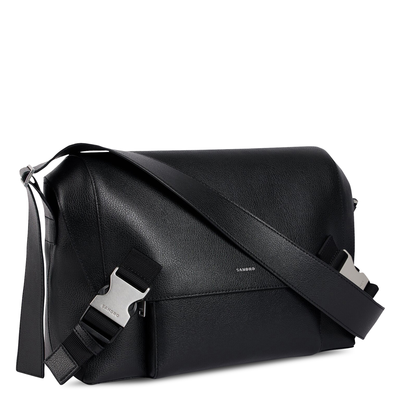 Sac bandoulière à rabat uni SANDRO Noir