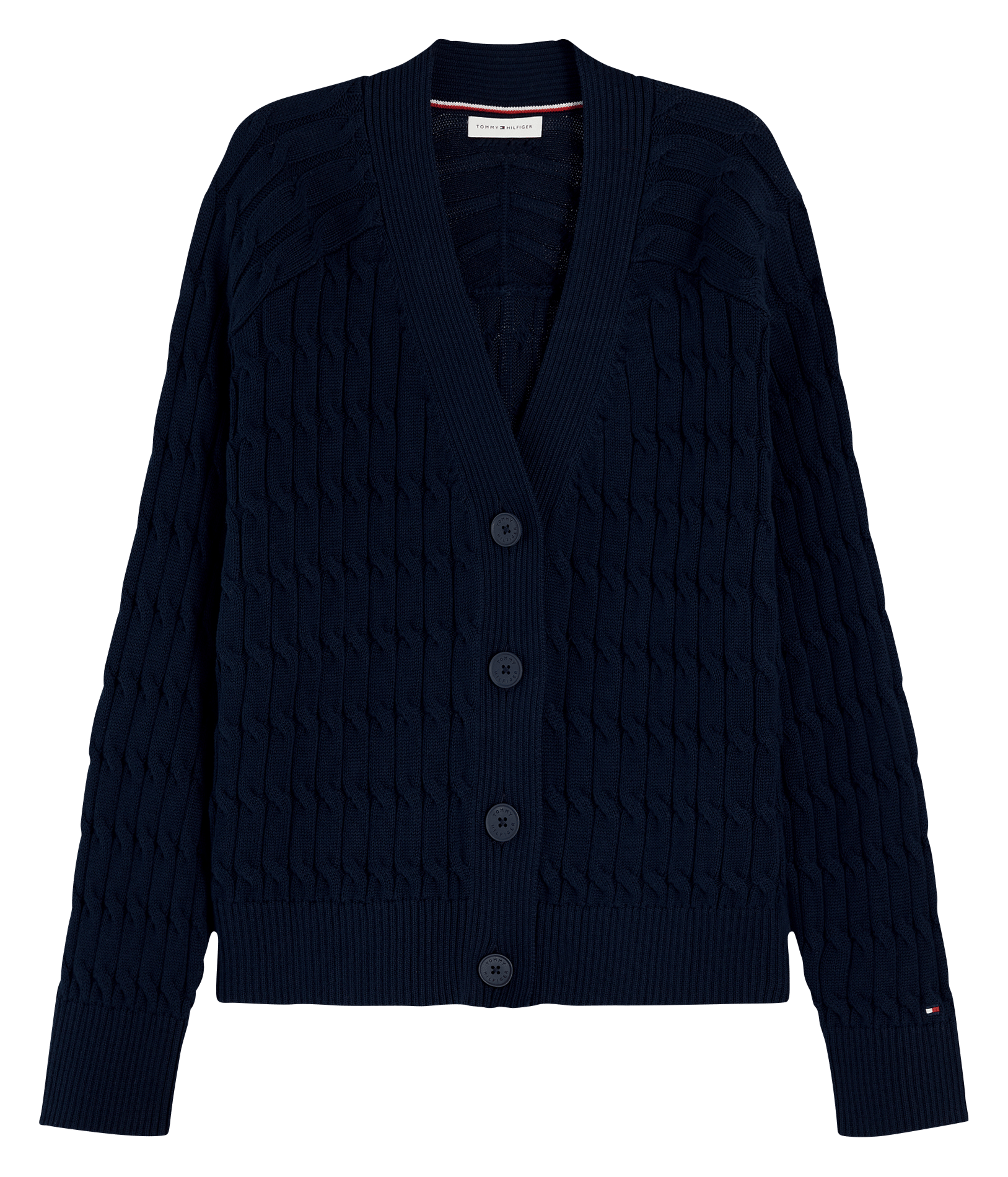 Baumwoll-Strickjacke mit V-Ausschnitt  TOMMY HILFIGER Blau