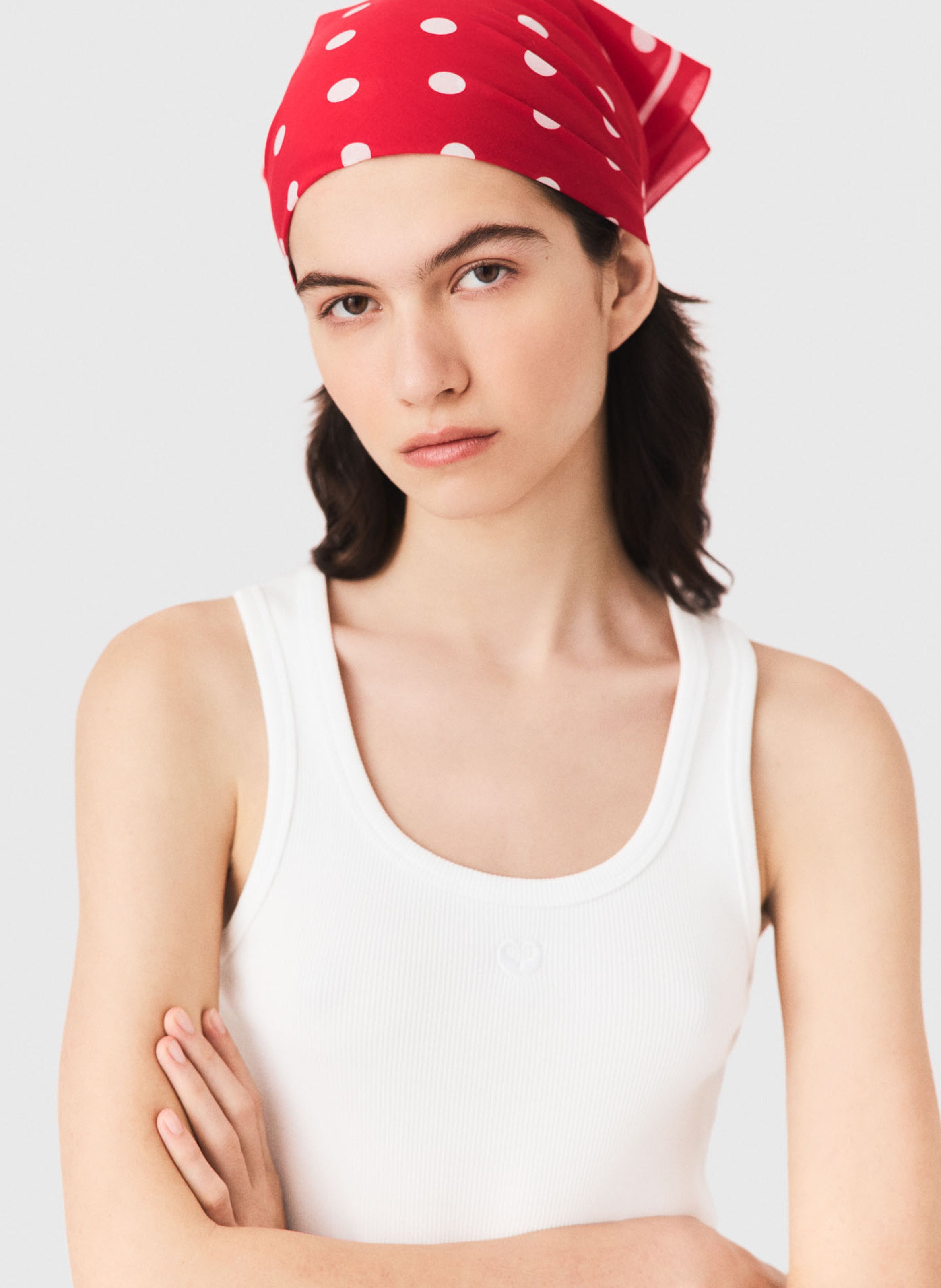 Foulard à pois en coton MAJE Rouge