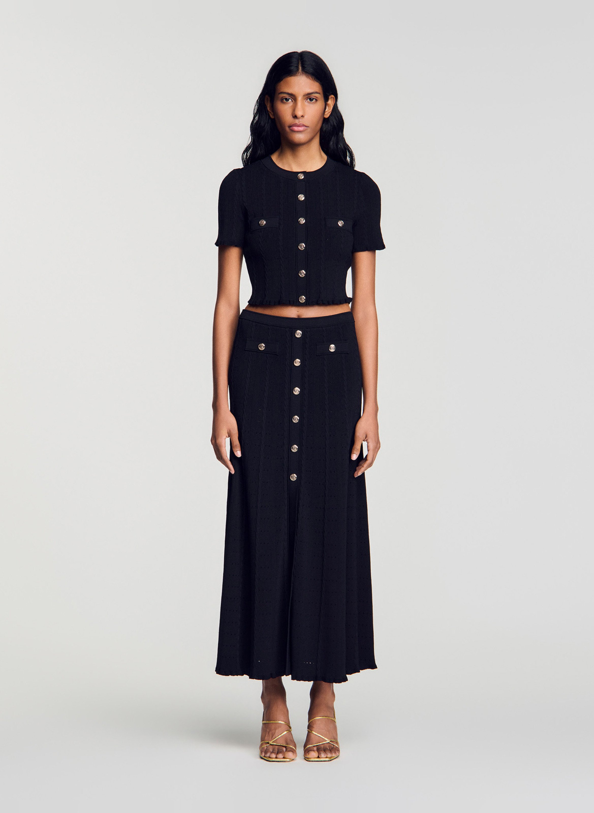Jupe midi  SANDRO Noir