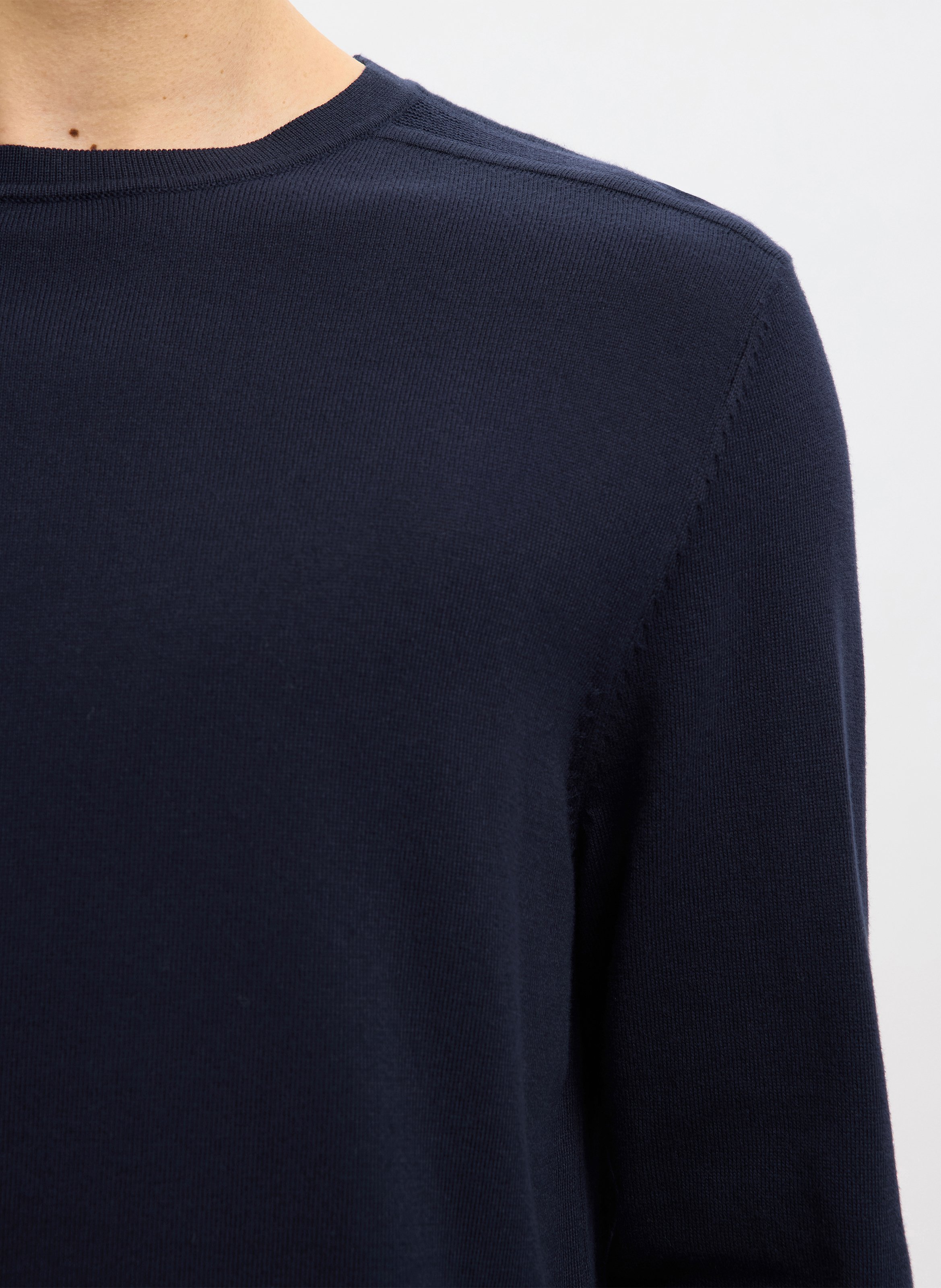 Rundhalspullover aus Baumwolle, Regular Fit SELECTED Blau