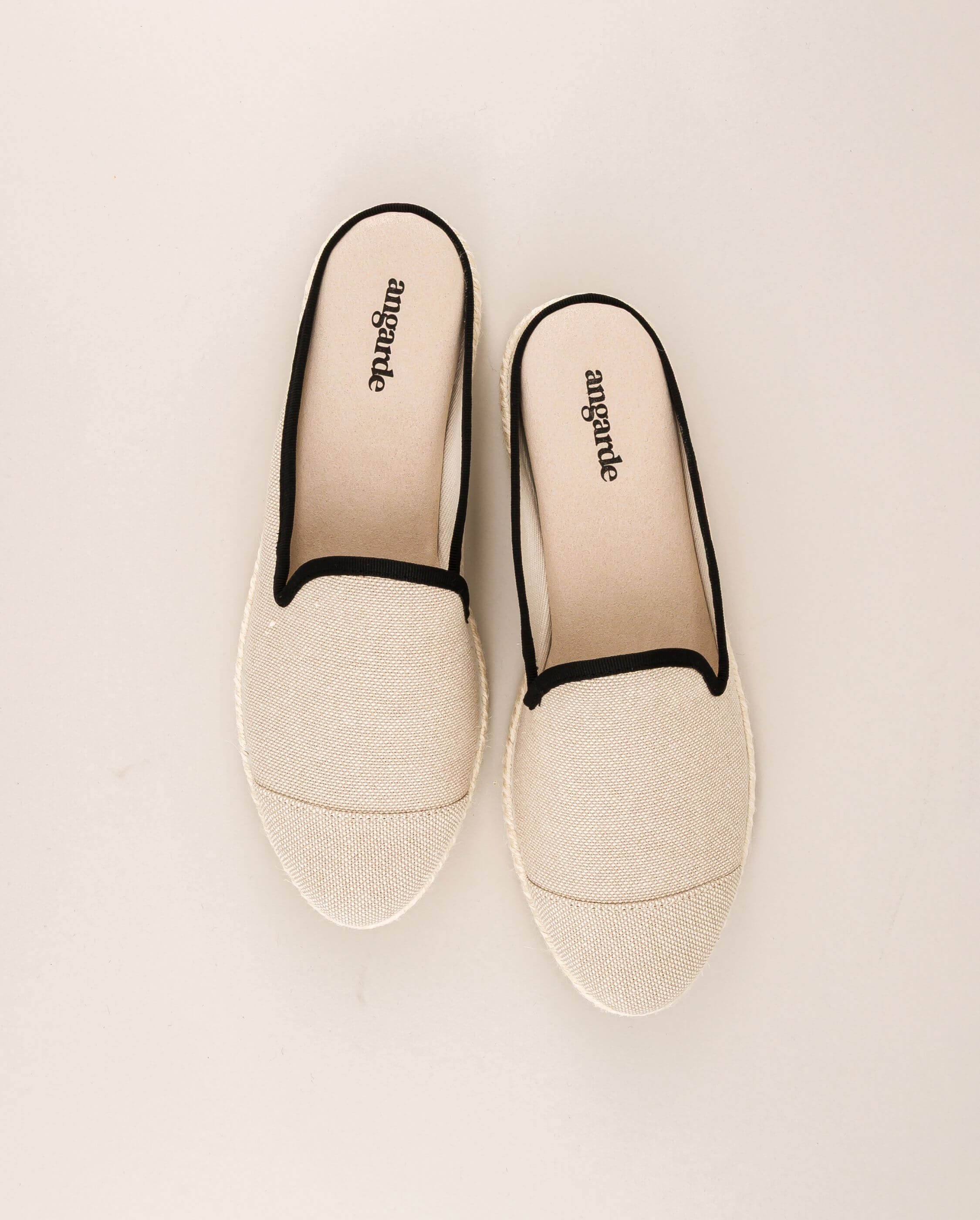 Women's mule, beige black cotton ANGARDE Beige