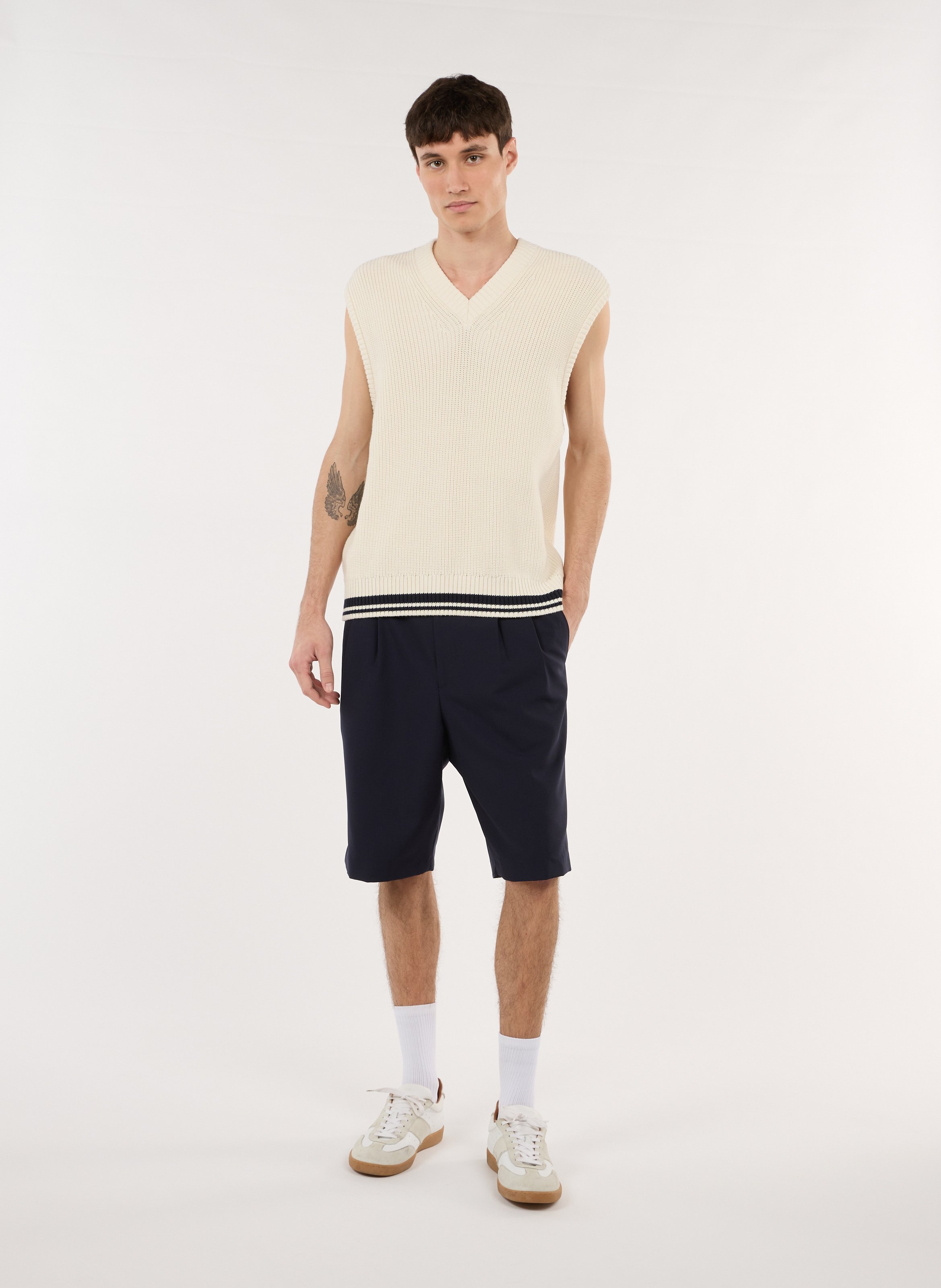 Gerade geschnittene Shorts aus Wolle SAISON 1865 Blau