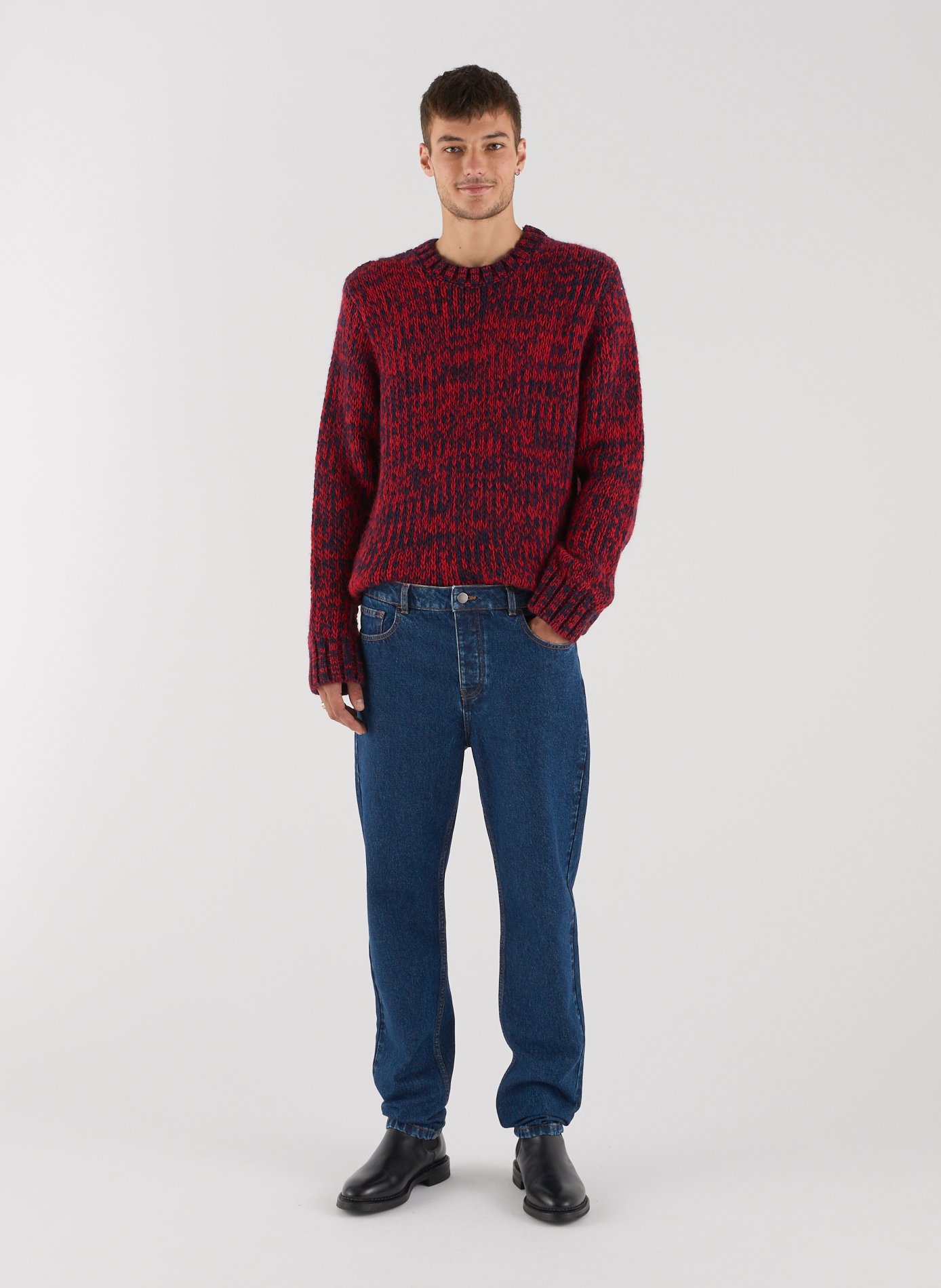 Pull droit col rond chiné  SAISON 1865 Rouge