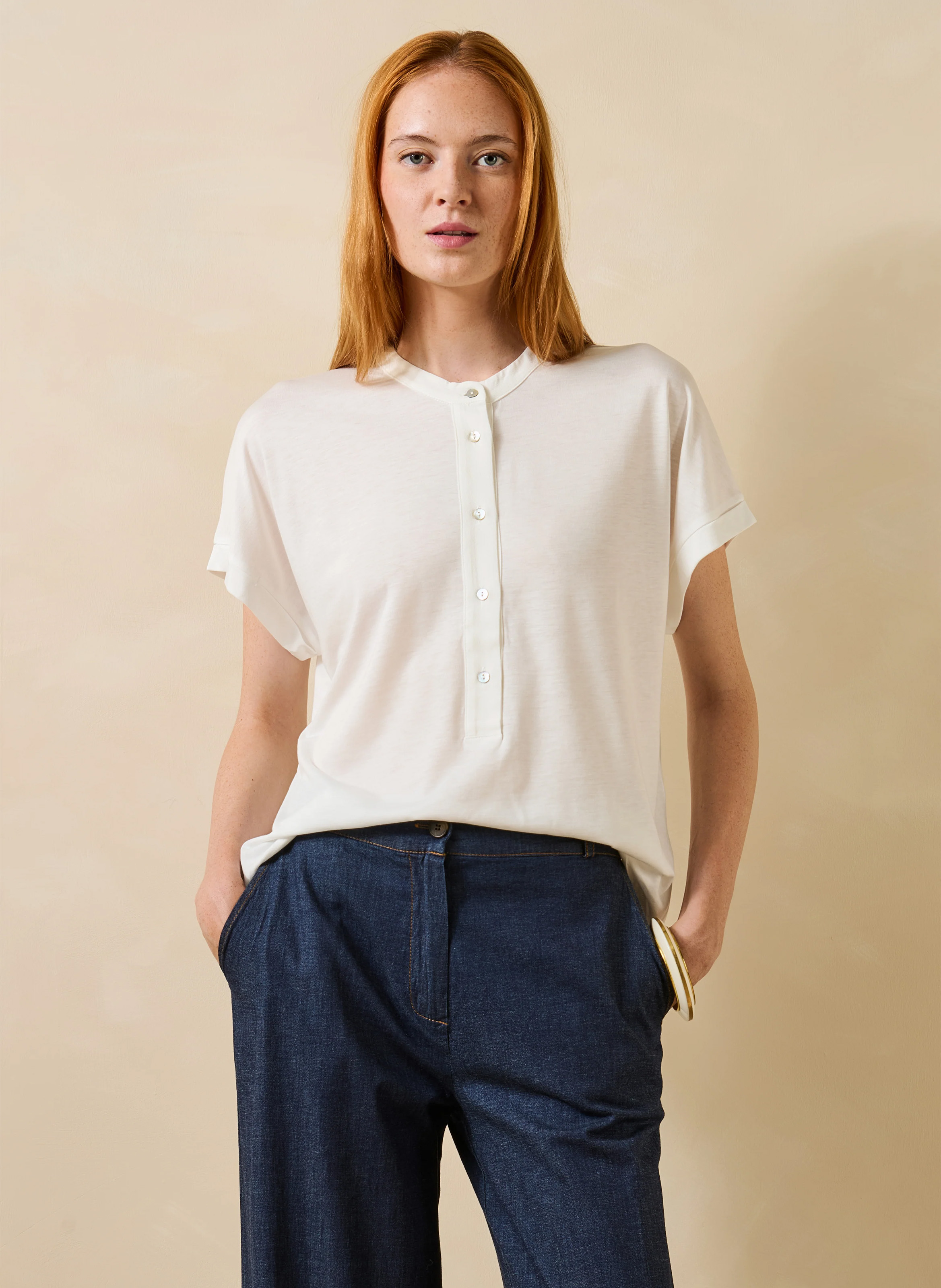 Top manches courtes boutonné uni LA FEE MARABOUTEE
