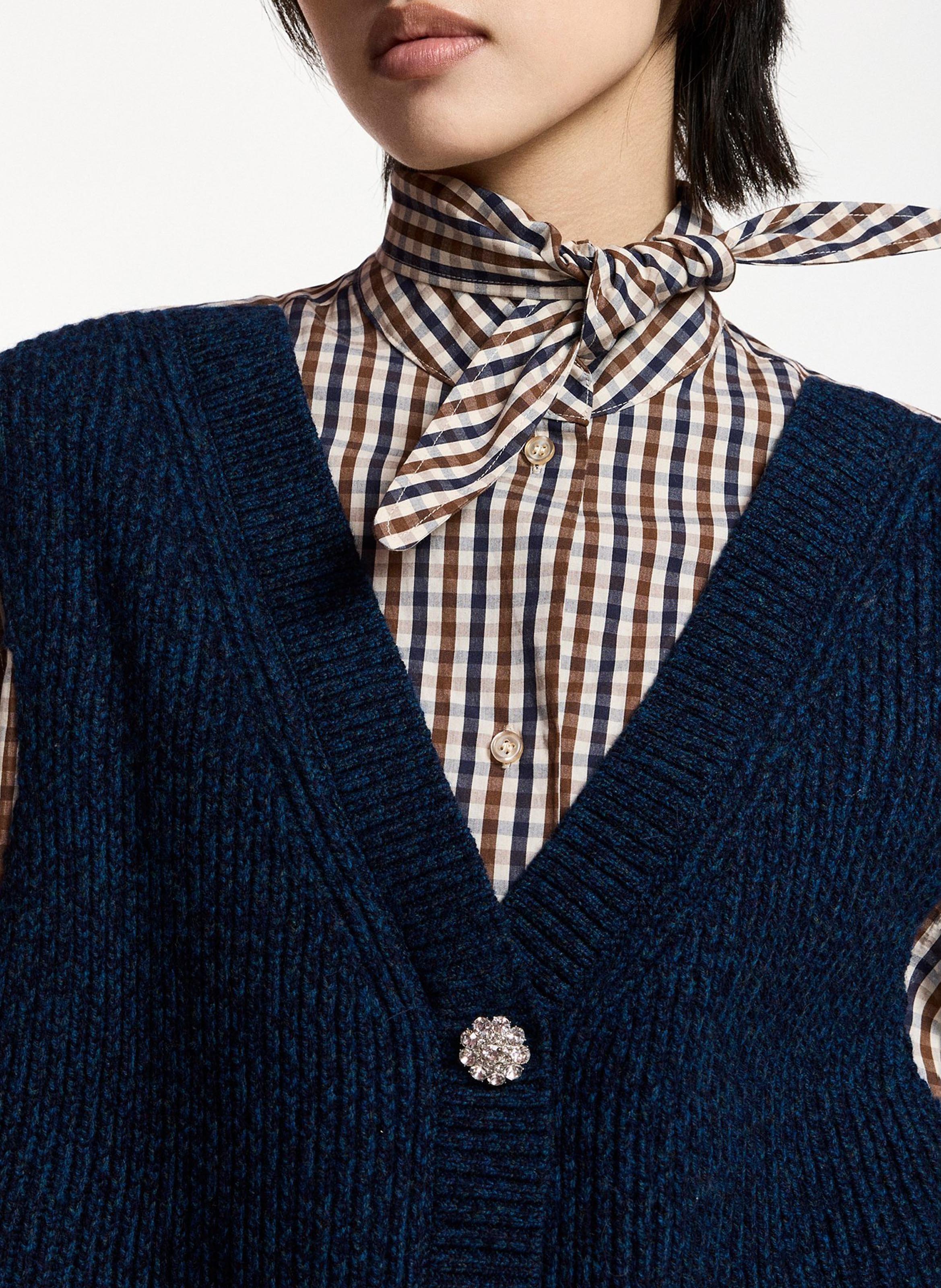 Oversize Layered Woolen Shirt ESSENTIEL ANTWERP Blau