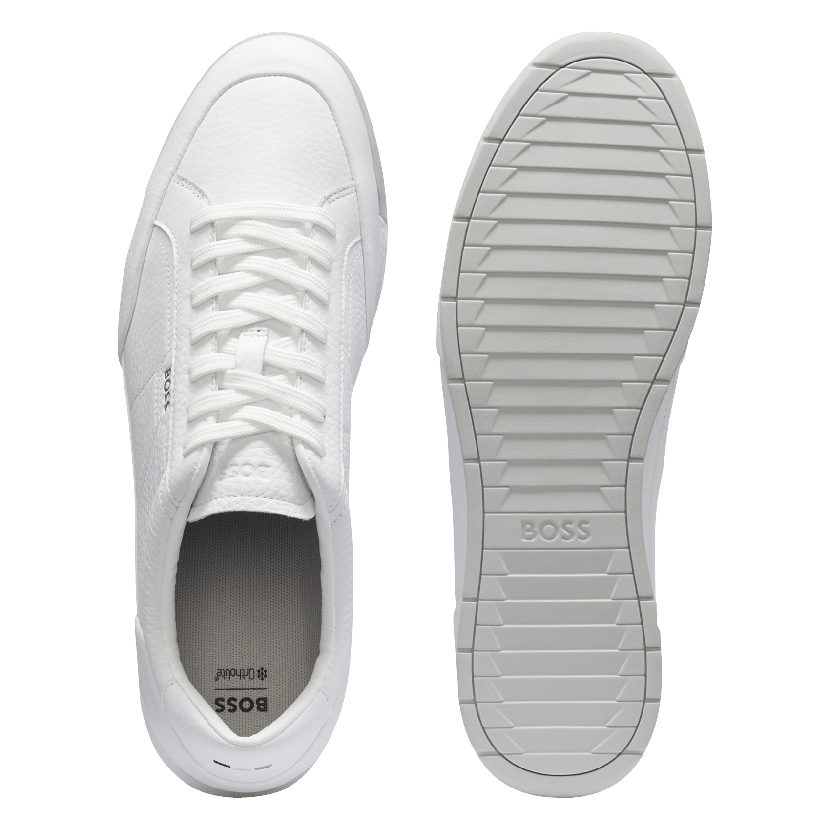 Leather low-top sneakers BOSS White