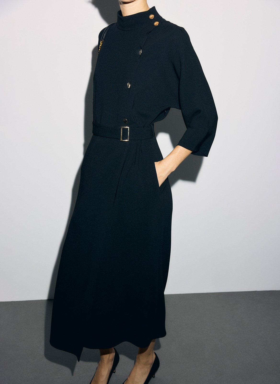 Robe midi ceinturée unie GERARD DAREL Noir