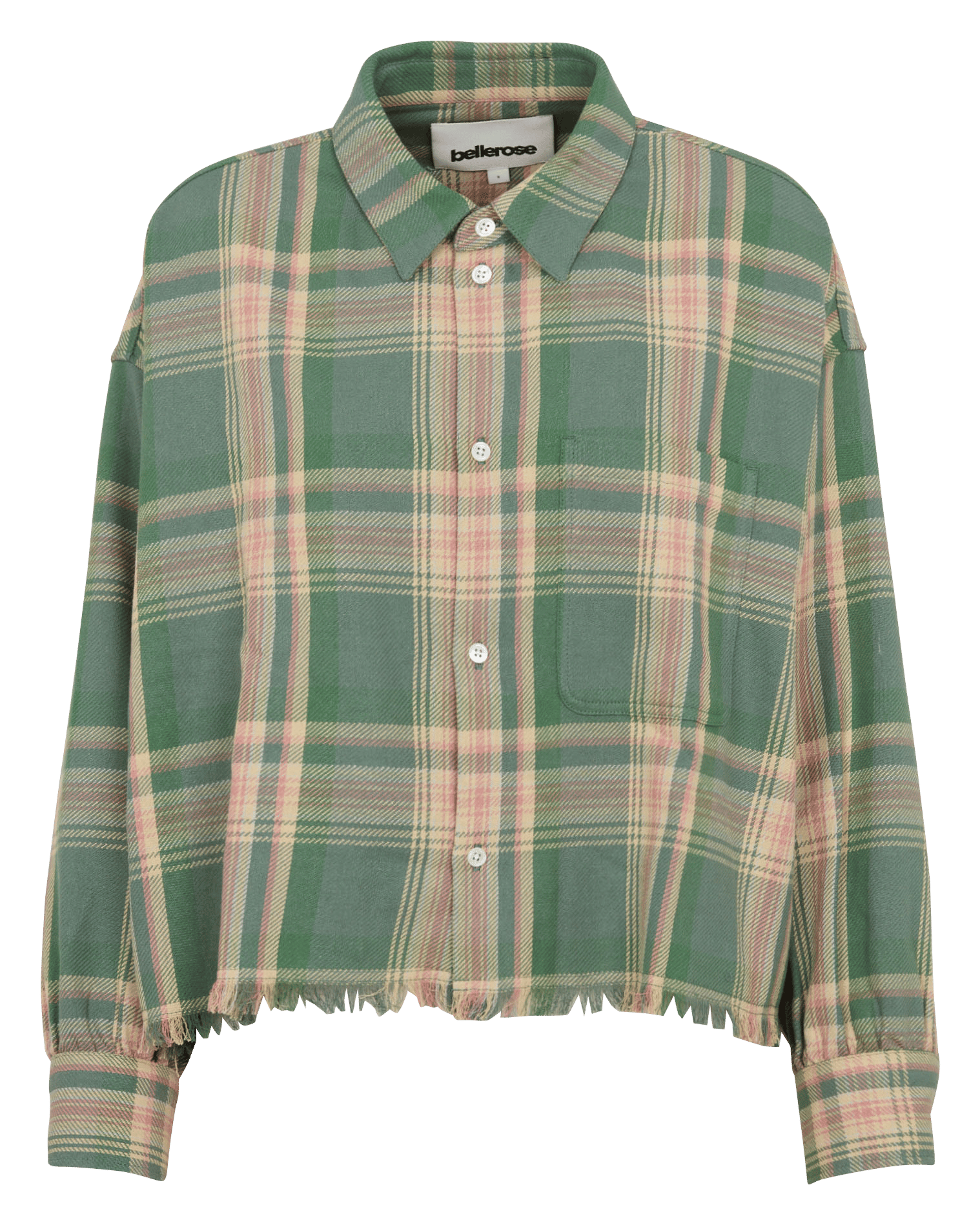 Loose-fit plaid cotton shirt with classic collar BELLEROSE Green