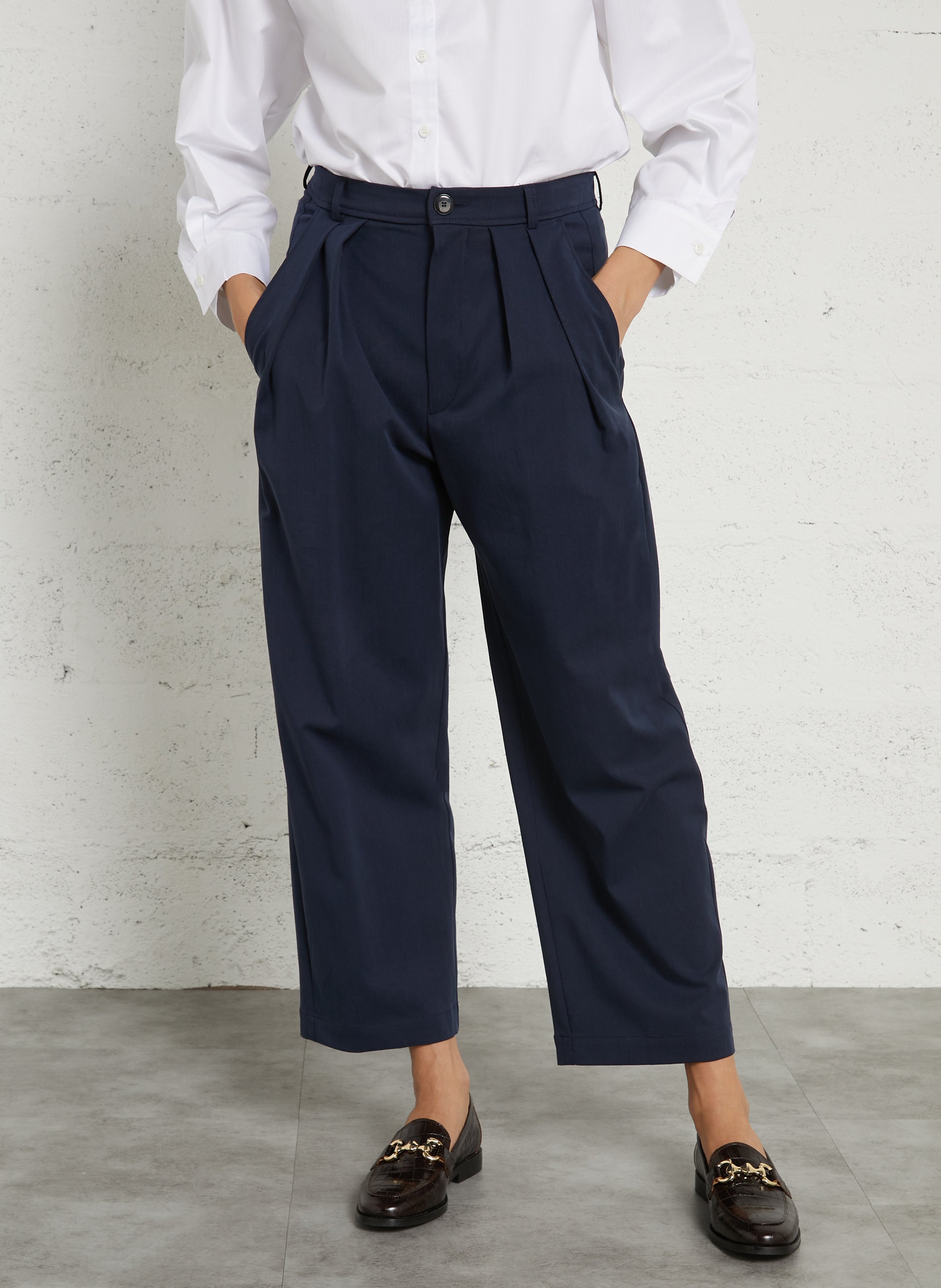 Wide-leg plain pleated pants SUZIE WINKLE Blue