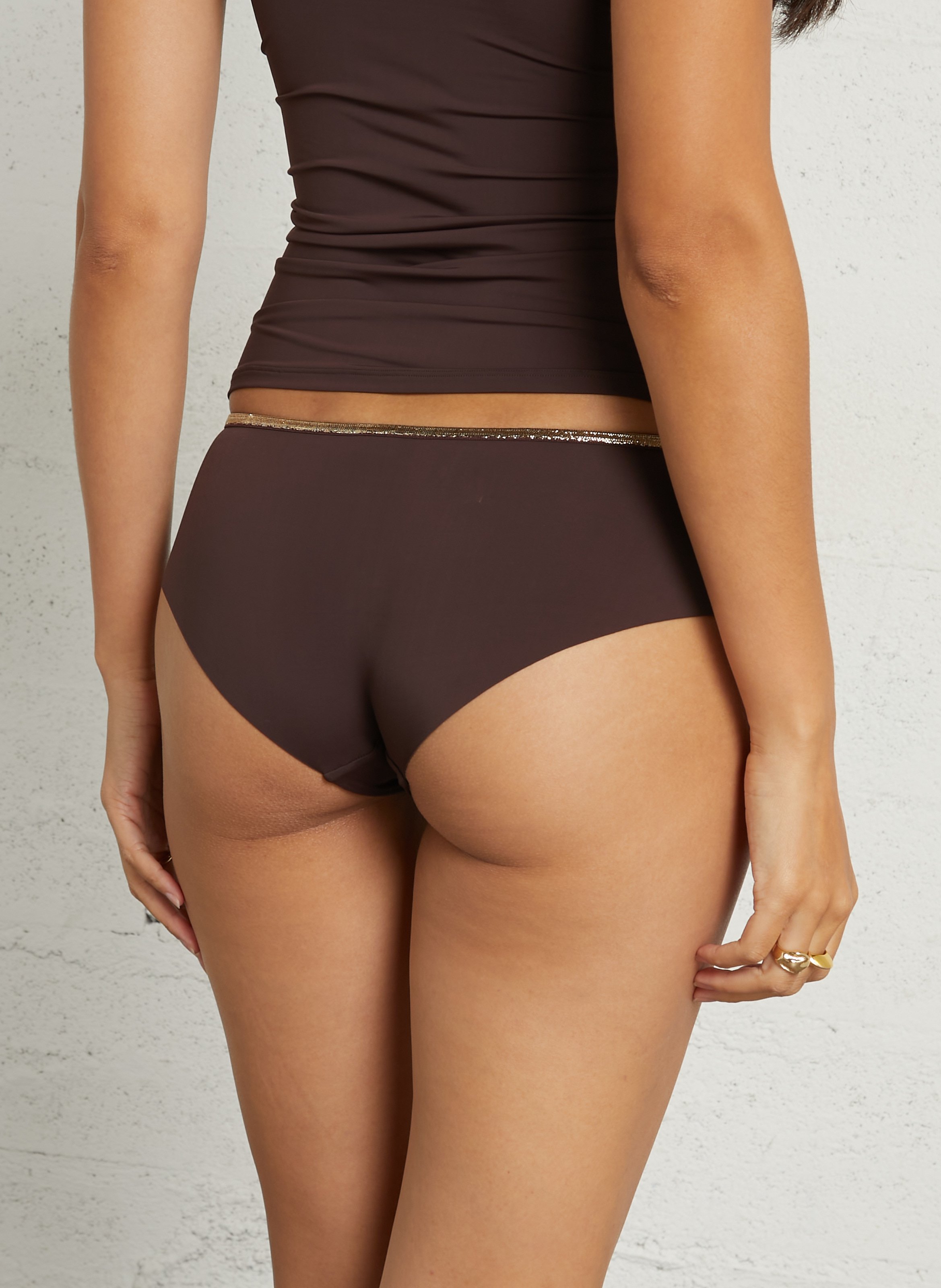 Satinierter Hüftshorty mit Lurex LA NOUVELLE Braun