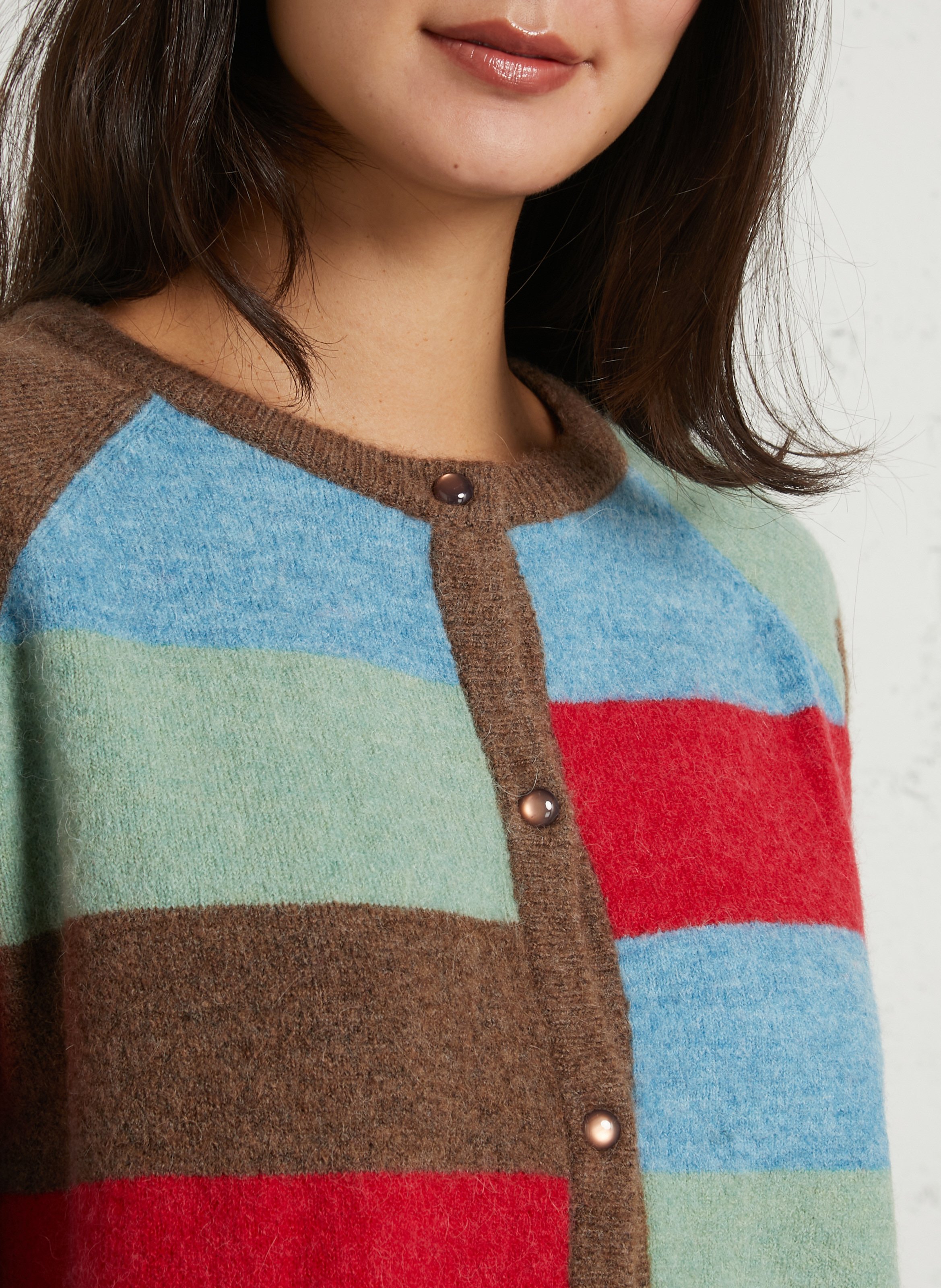 Gebreid vest met strepen en lange mouwen LEON & HARPER Veelkleurig