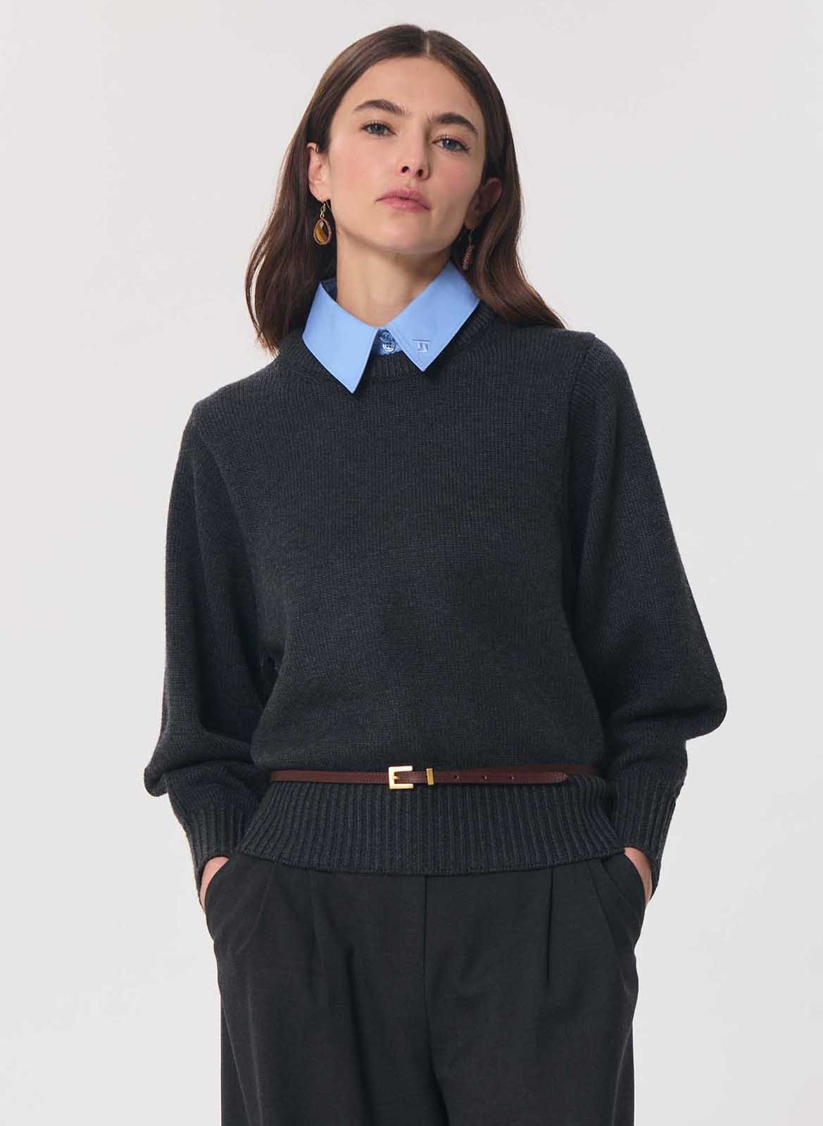 Round-neck oversized sweater TARA JARMON Grey