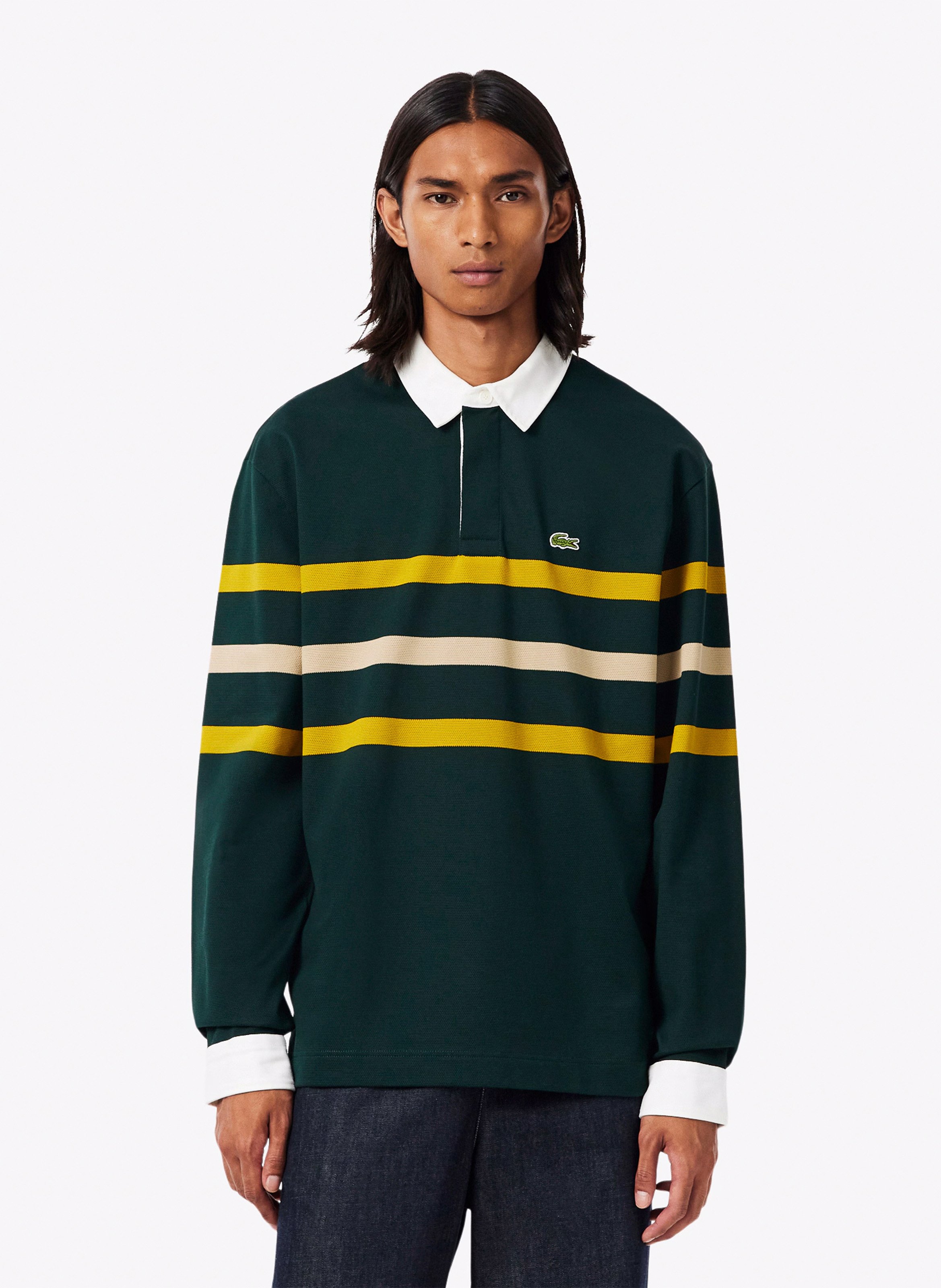 Ruime polo met strepen LACOSTE Groen
