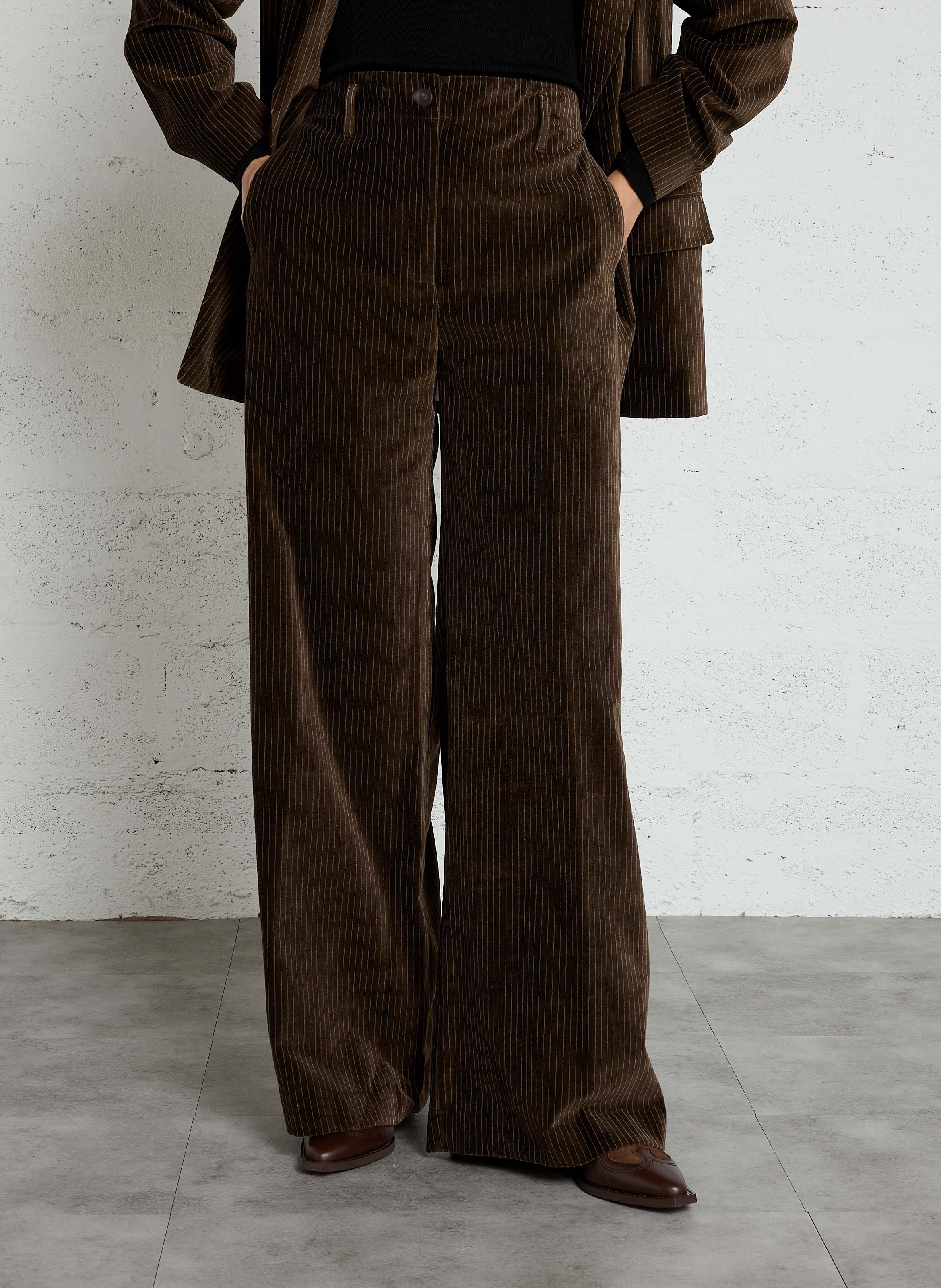 Straight velvet trousers in blended cotton DIEGA