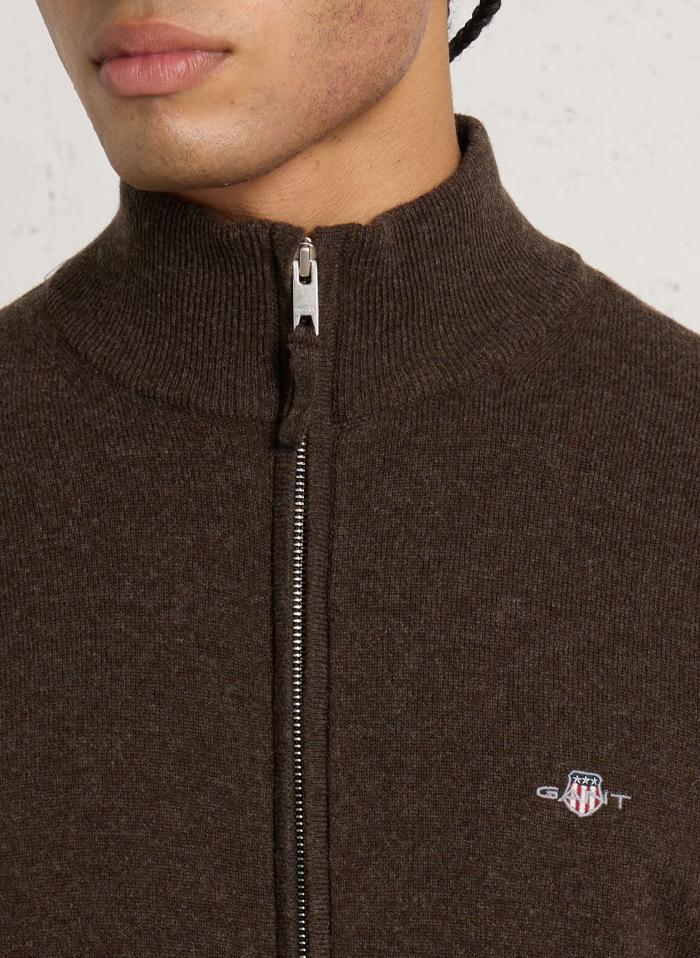Strickjacke aus Wolle mit Stehkragen GANT Braun