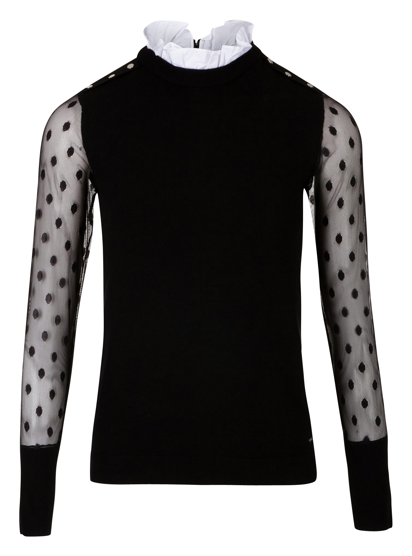 Top met opstaande kraag en plumetismouwen MORGAN Zwart