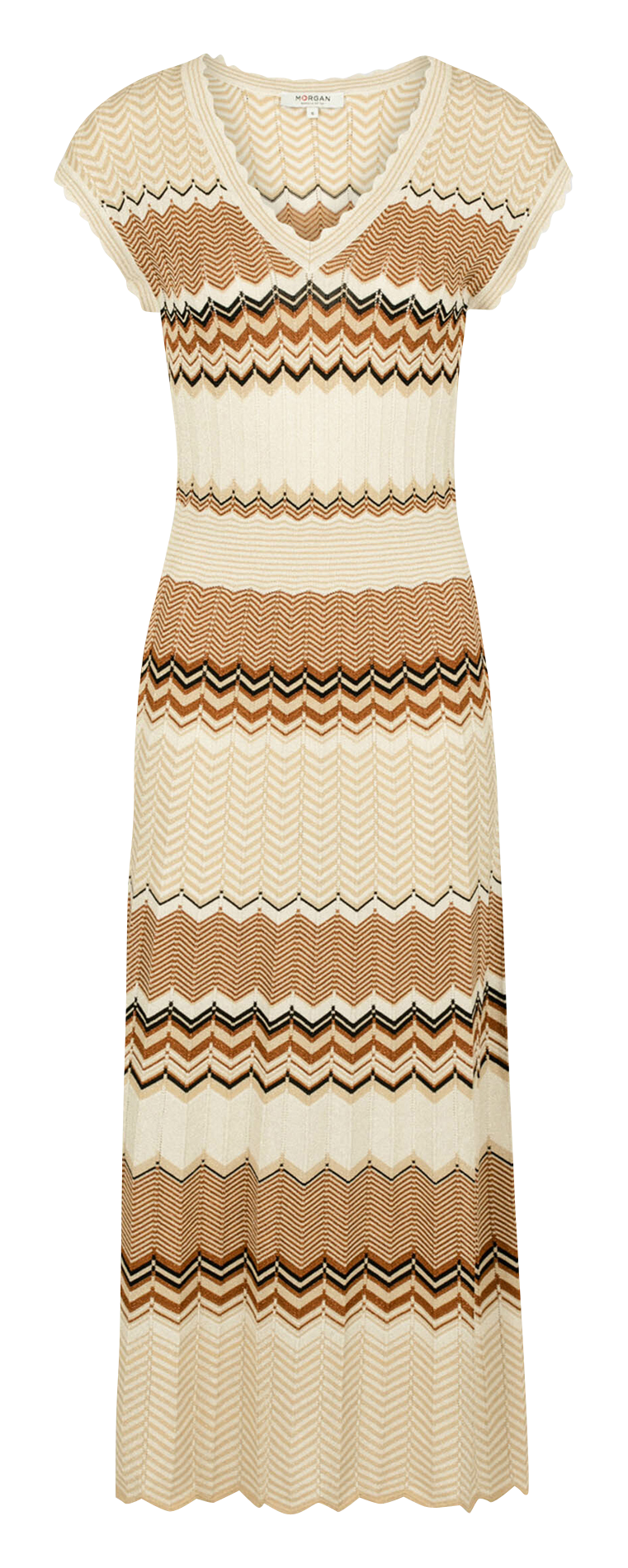 Midikleid mit V-Ausschnitt und grafischen Details MORGAN Braun