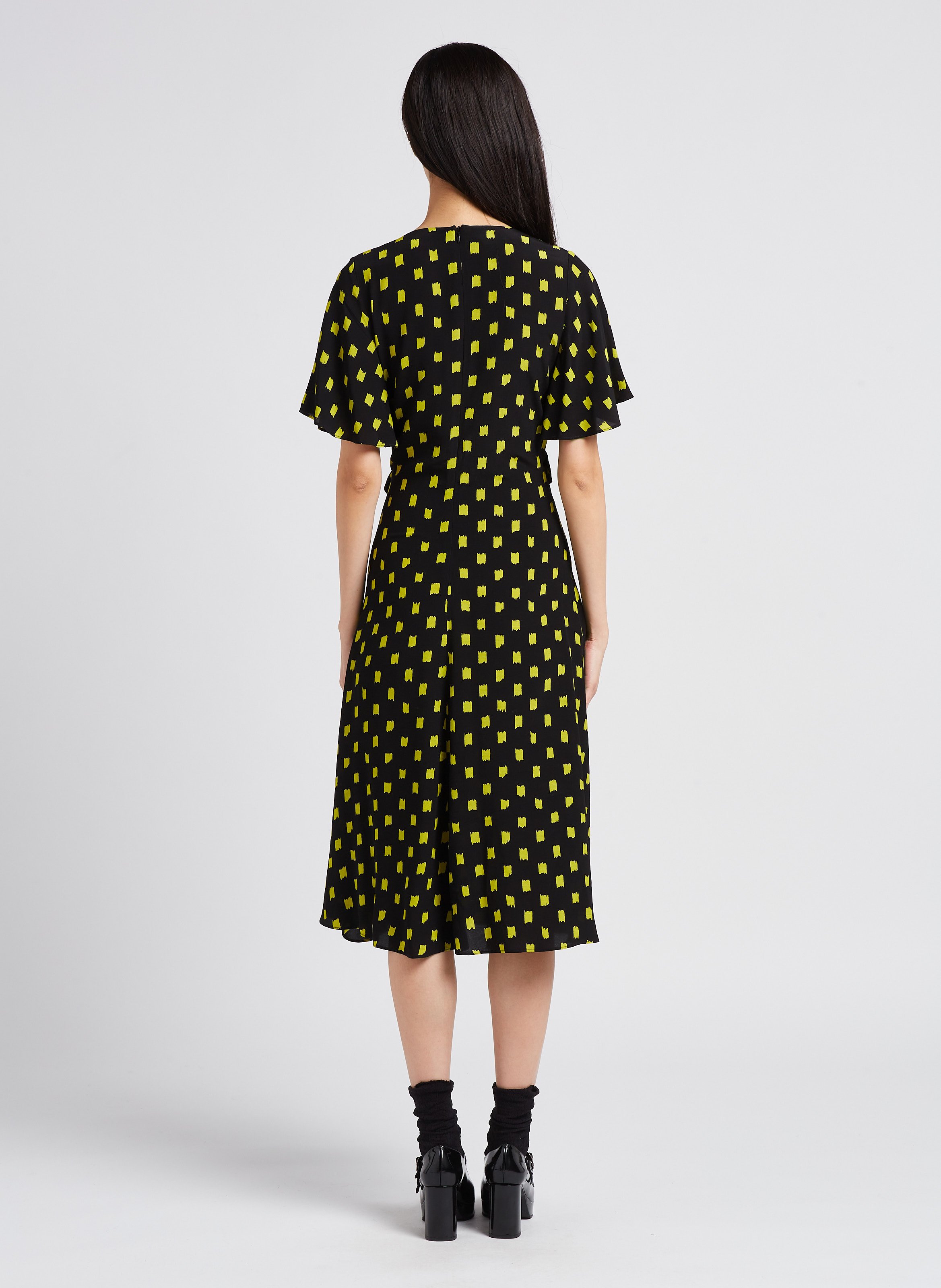 Printed viscose ruffle midi dress PAUL SMITH Black