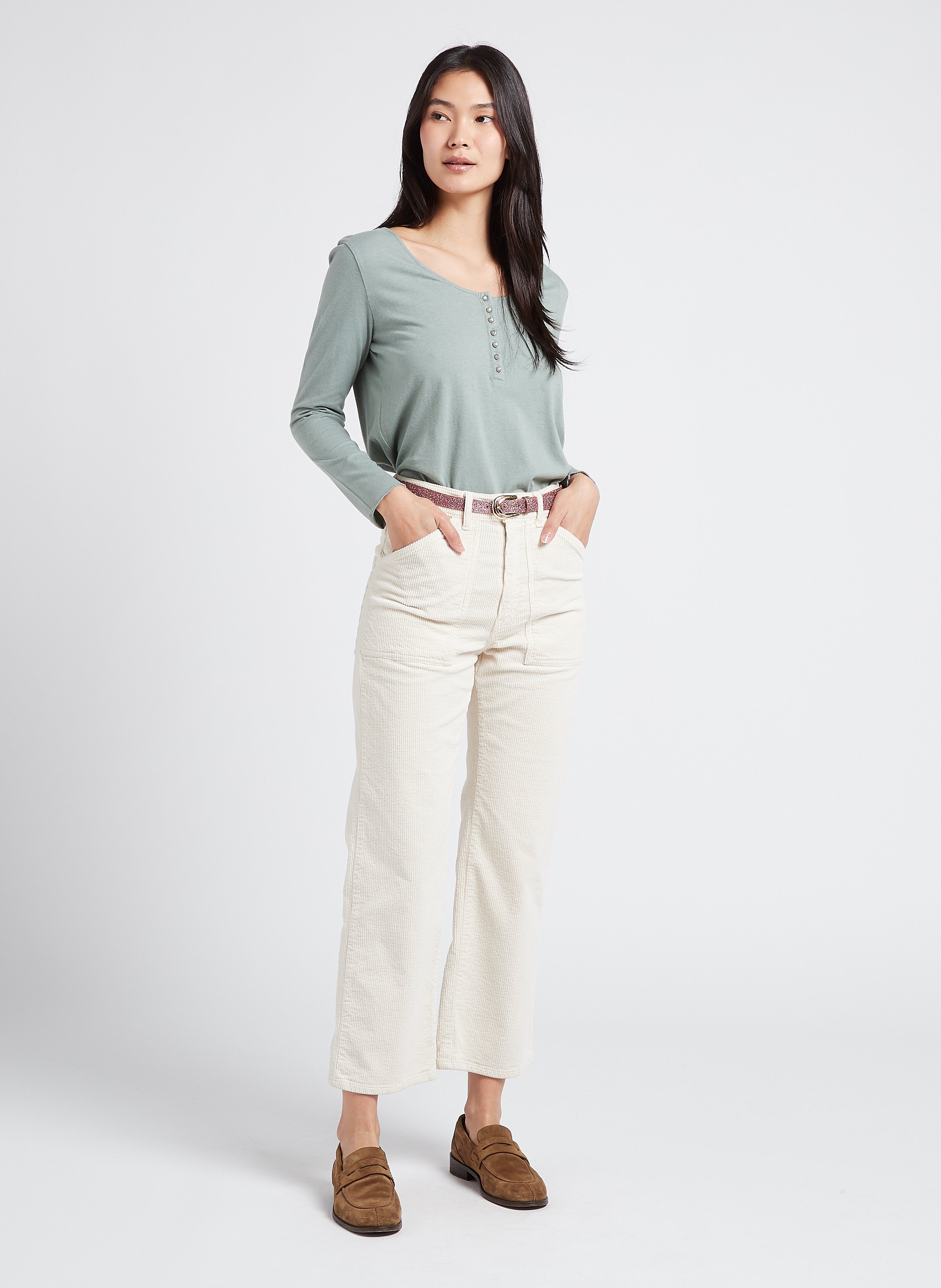 Wide-leg cotton pants with high waist ACQUAVERDE White
