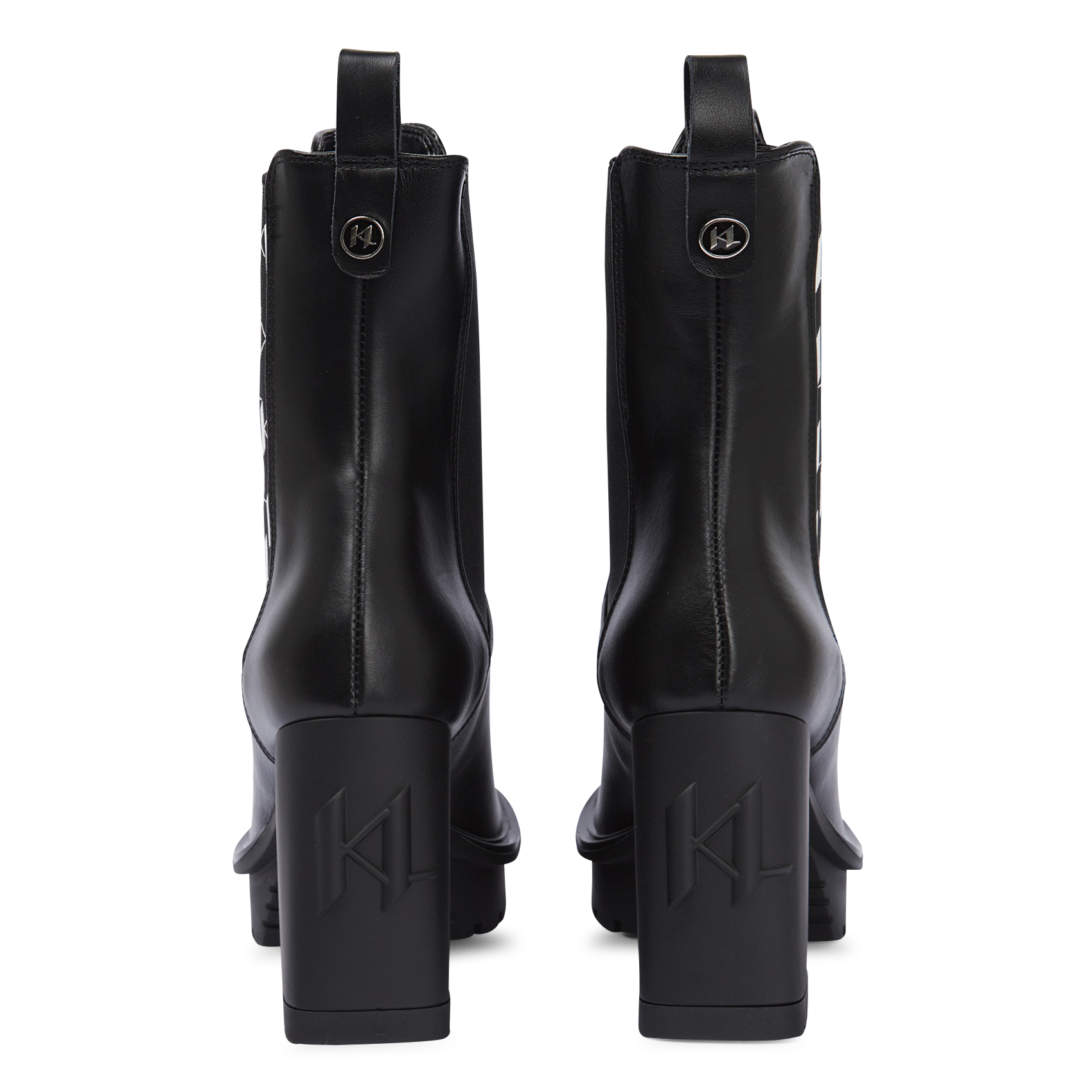 Heeled leather mid-calf boots KARL LAGERFELD Black