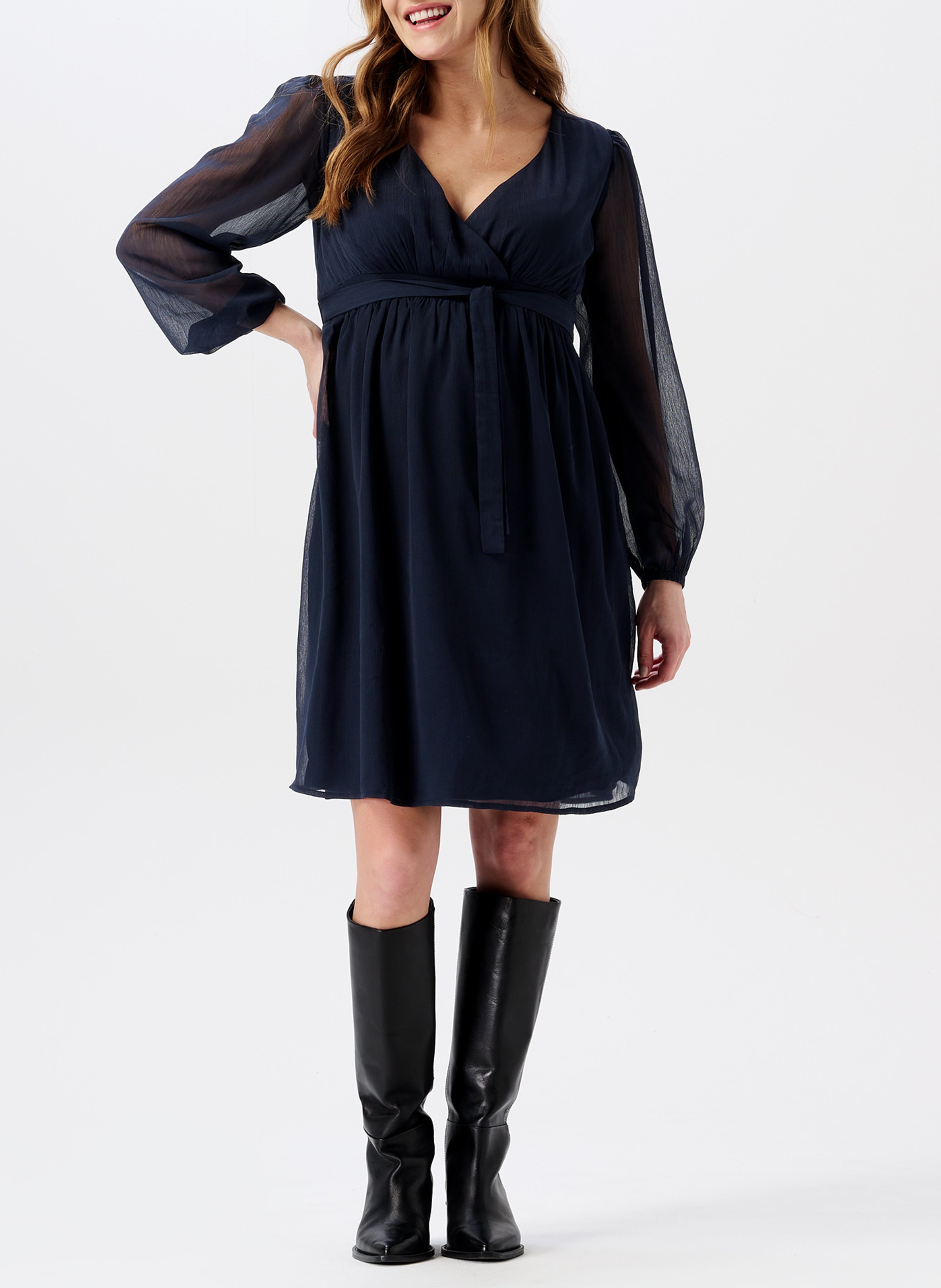 Short crepe wrapover-neck dress NOPPIES