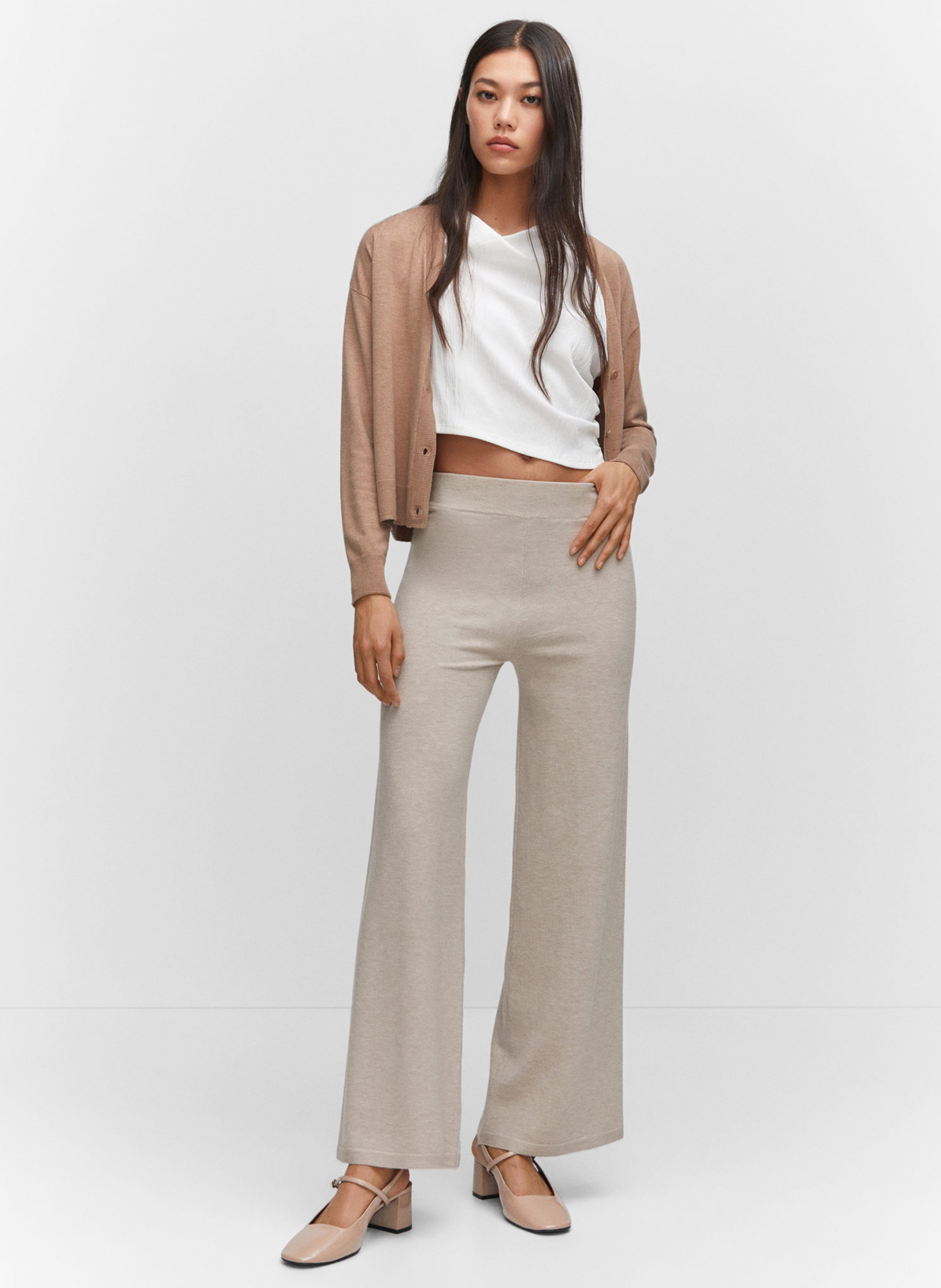 Pantalones punto mango online mujer