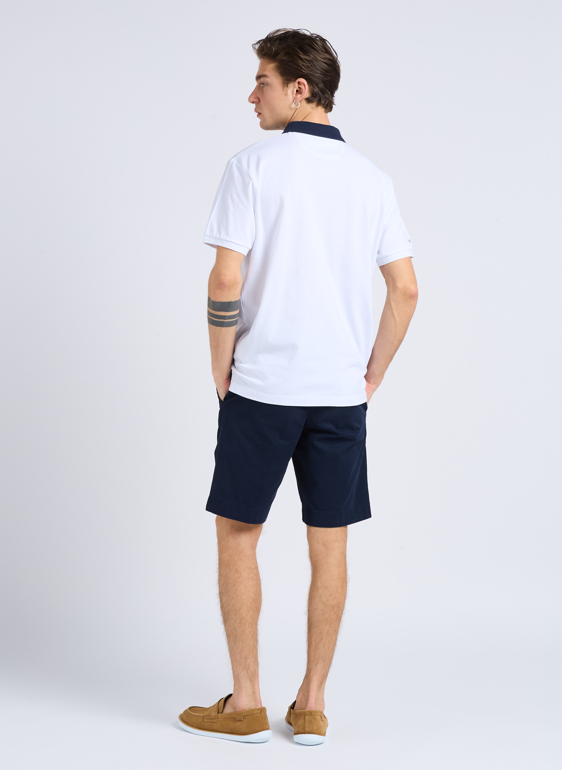 Straight-leg hem-effect cotton shorts HACKETT Blue