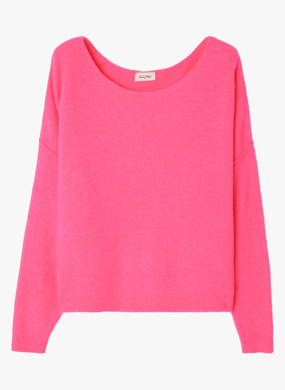Blossom Wool mix Boat neck Sweater Rose Fluo American Vintage Women DAM225 ROSEFL ROSE FLUO Place des Tendances United Kingdom