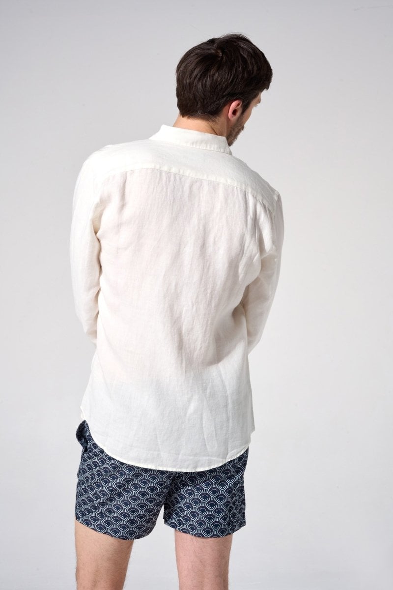 Linen shirt with lapel collar APNEE White