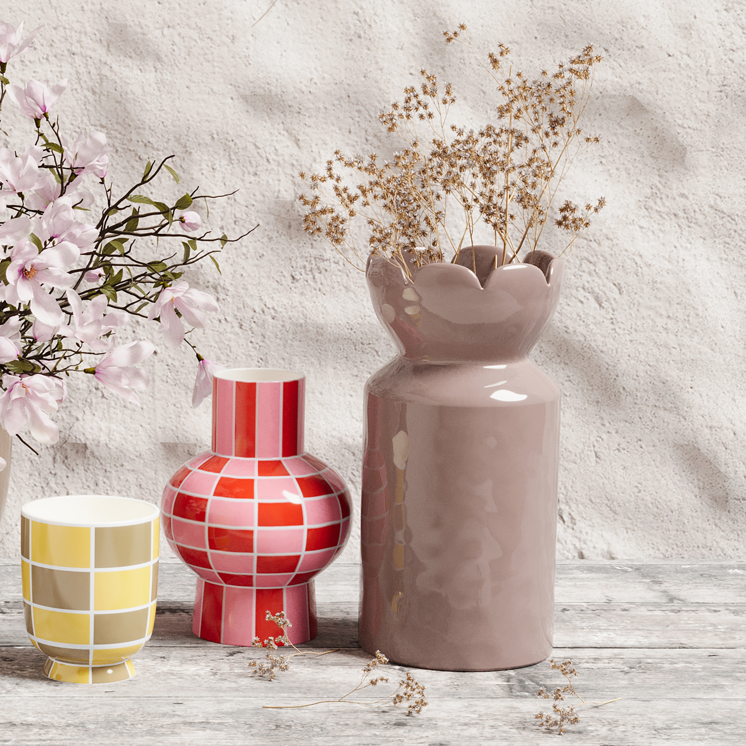 Large ceramic vase with tulip neck POTIRON PARIS Pink