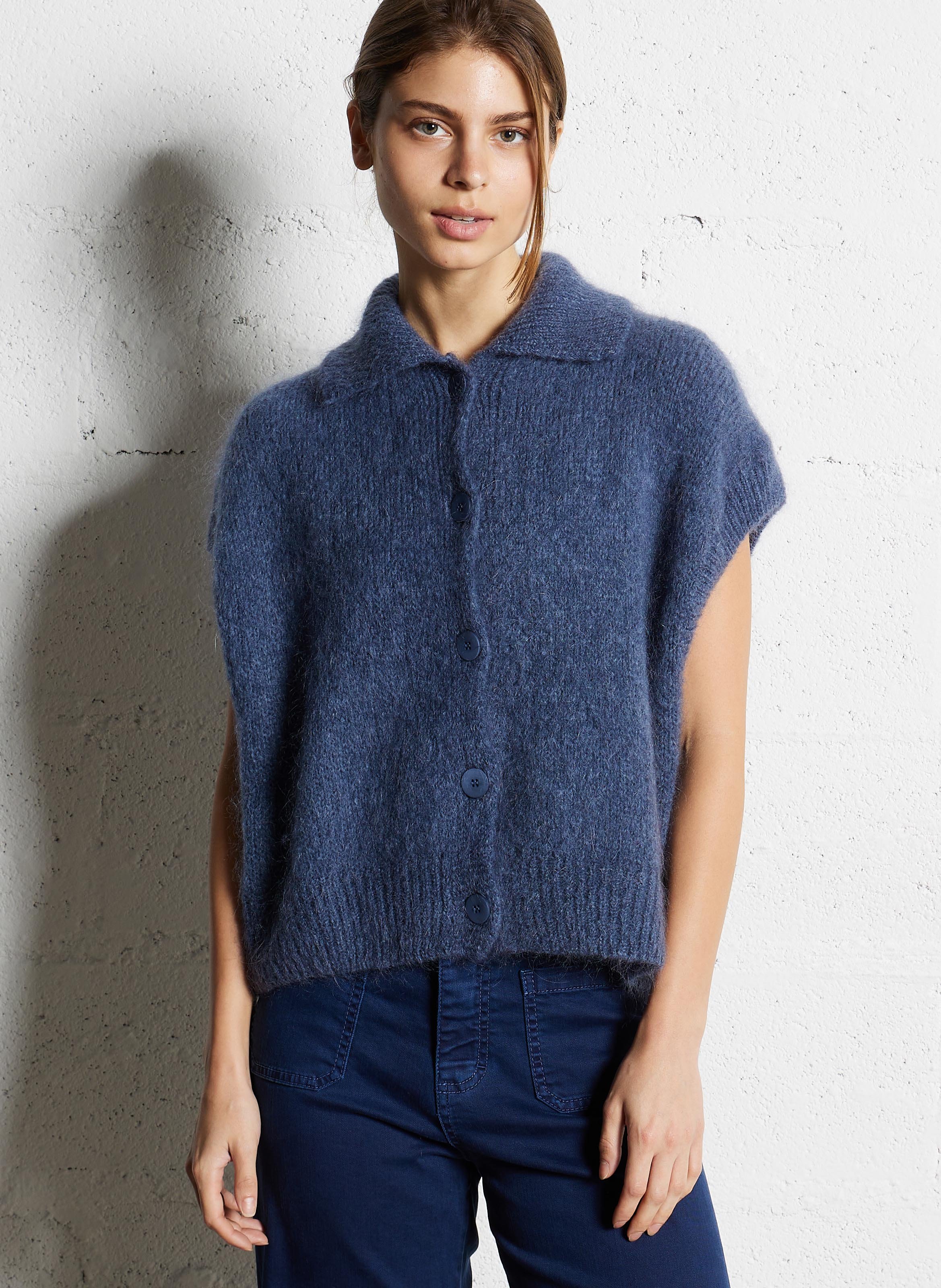 Gilet col classique ample PLEASE Bleu