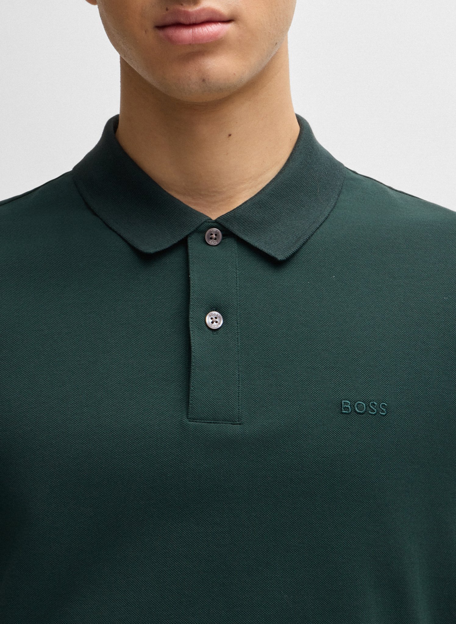 Regular-fit organic cotton polo shirt BOSS Khaki