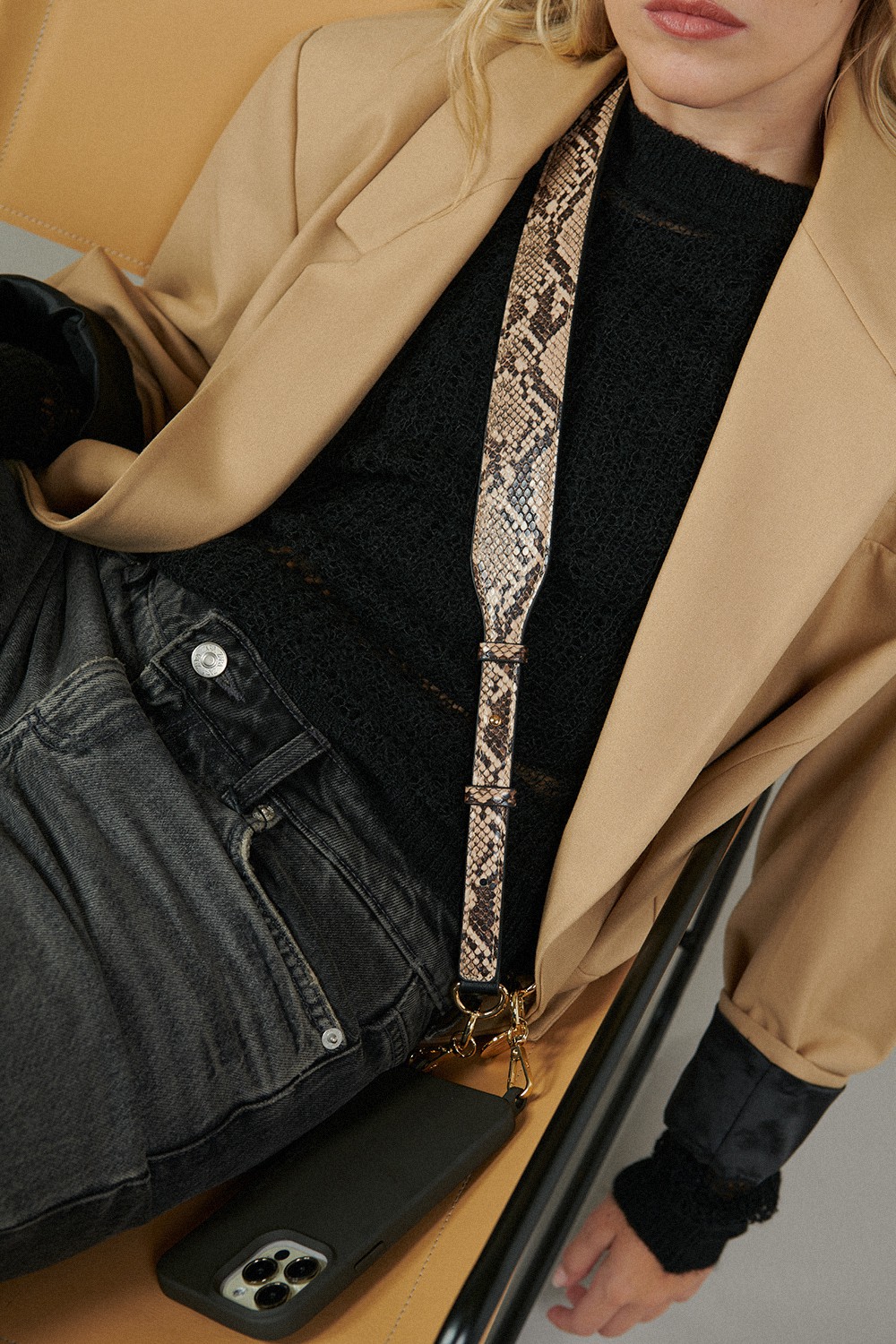 Vegan leather phone strap LA COQUE FRANCAISE Brown