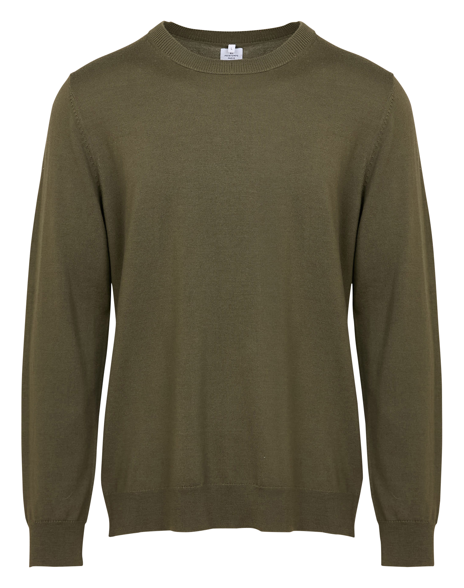 Regular-fit round-neck wool sweater AU PRINTEMPS PARIS Khaki