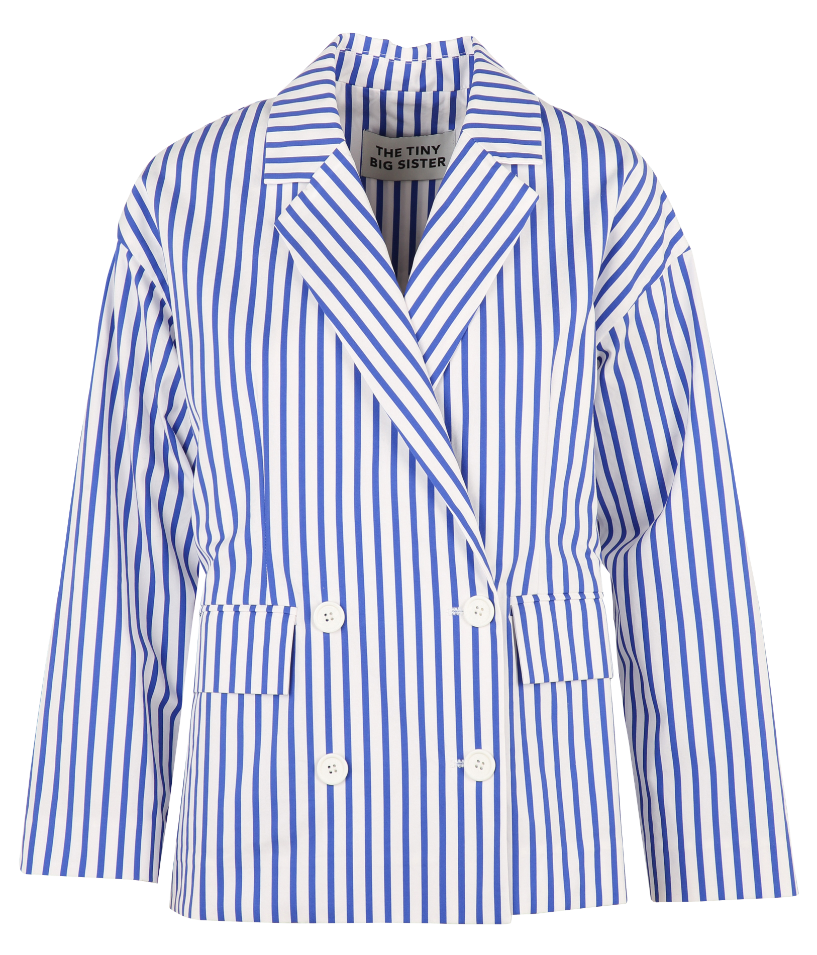 Veste de tailleur à rayures en coton THE TINY BIG SISTER Bleu