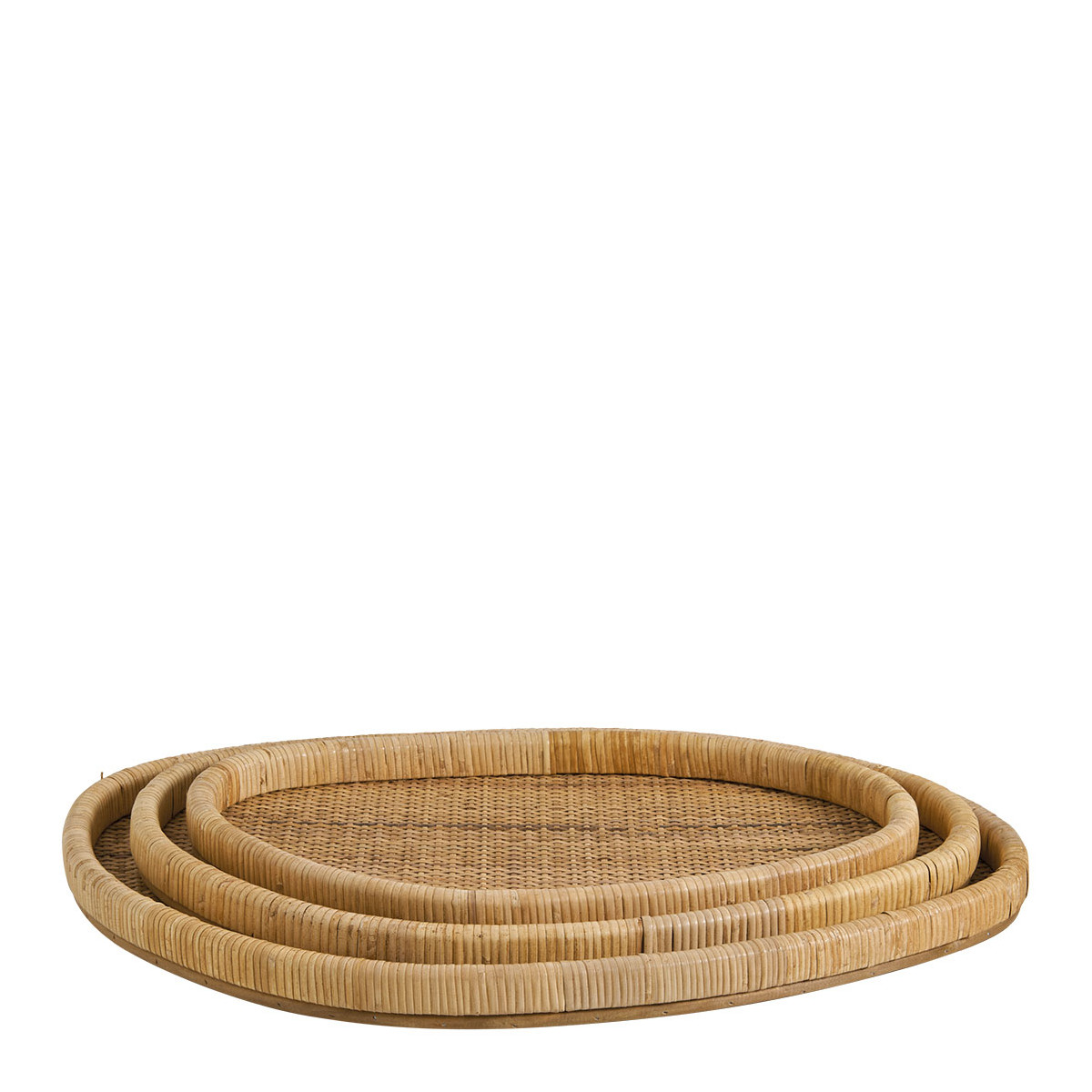 Set of 3 Galia rattan trays BLANC D'IVOIRE Beige