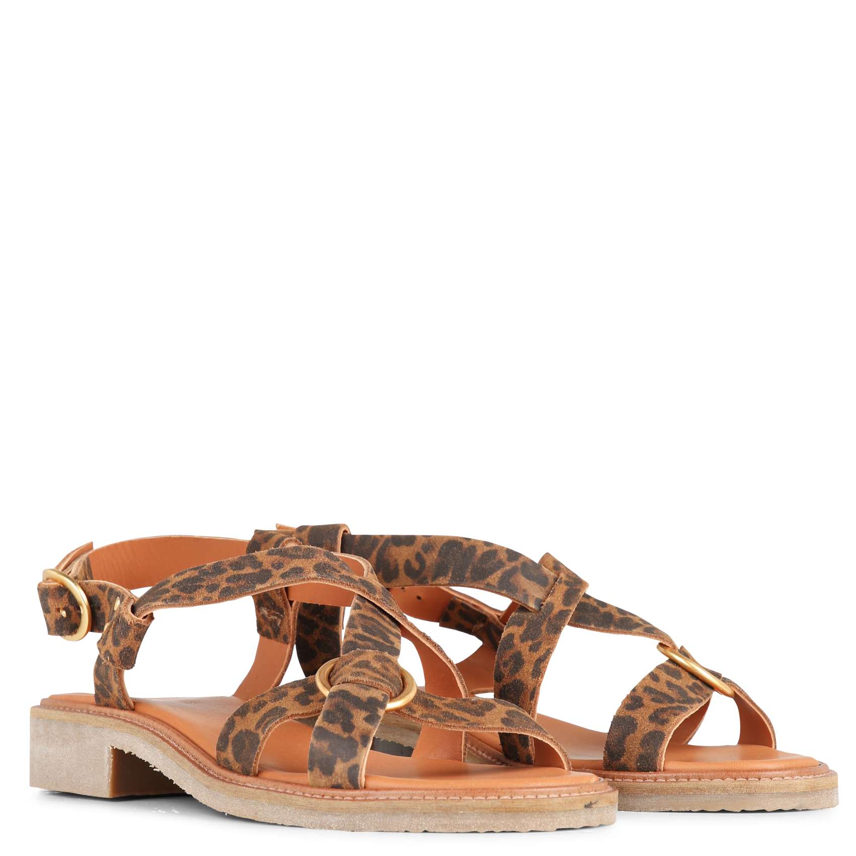 Aouda flat leather sandals MAISON TOUFET Multicolored
