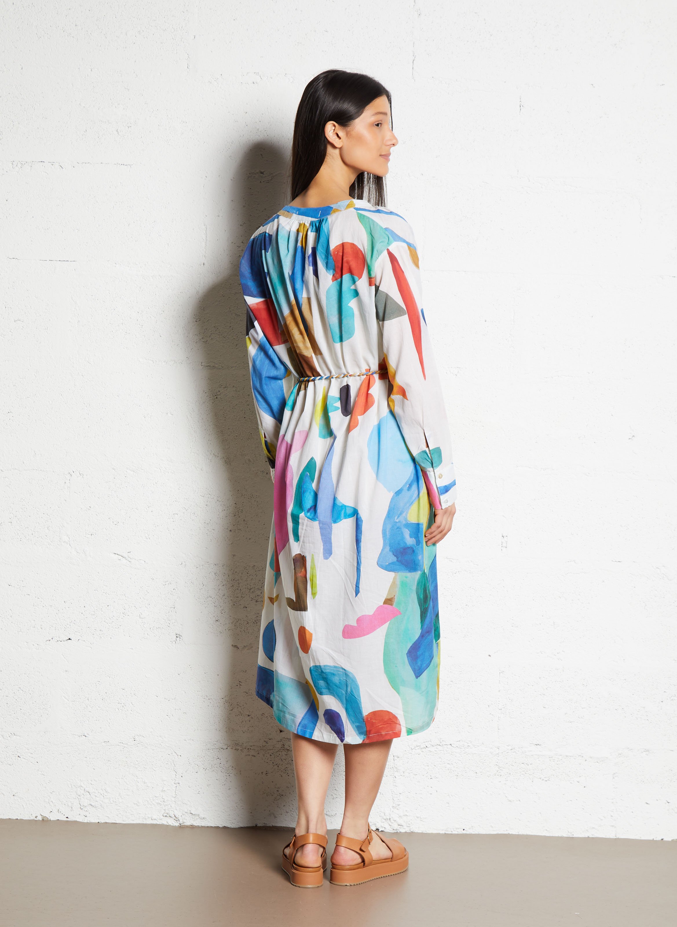 Langes Bio-Baumwollkleid mit Druck G.KERO Mehrfarbig