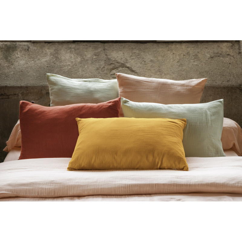 Cotton percale pillow case L'EFFET PAPILLON Green