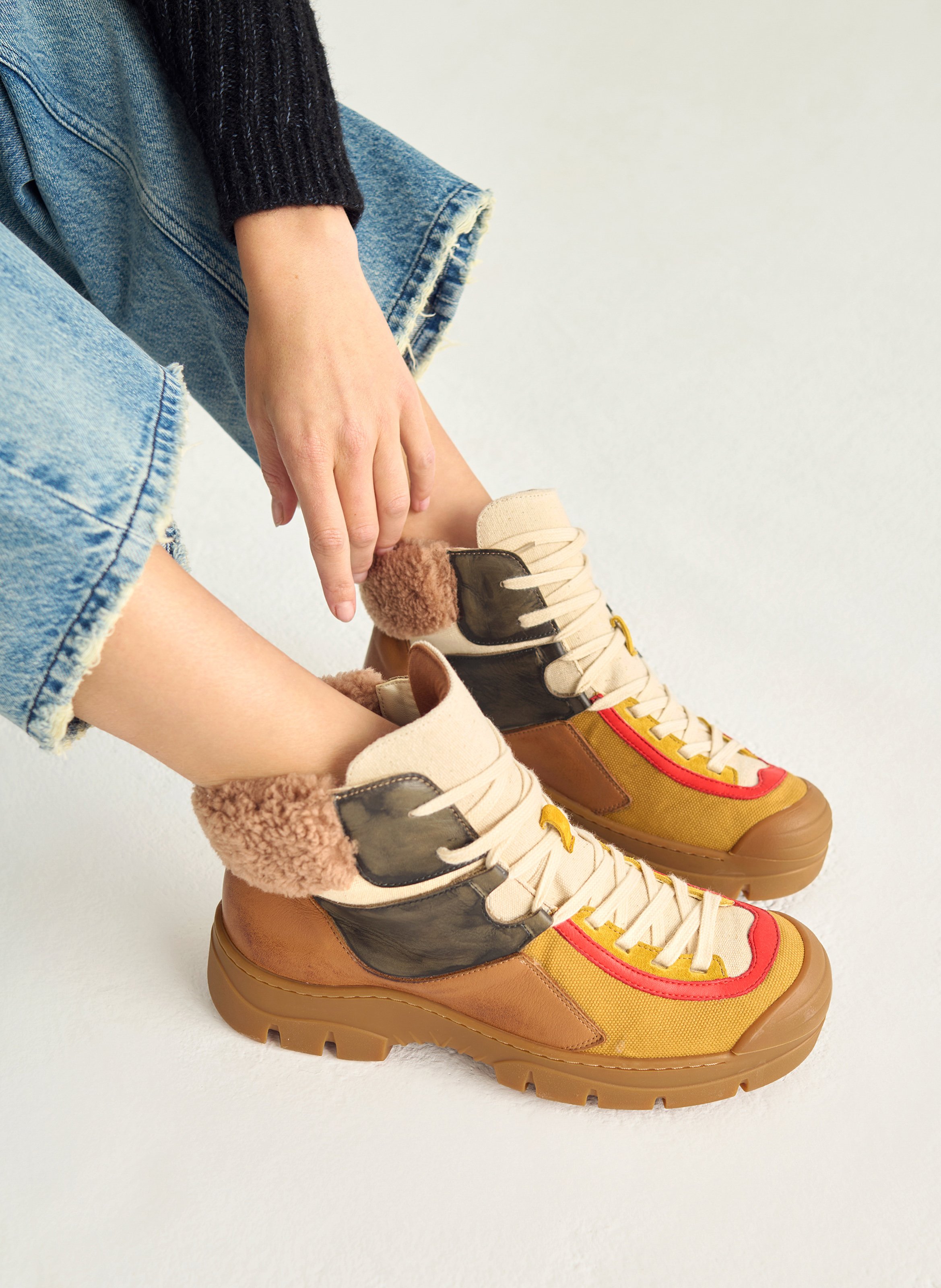 Laarzen van twee materialen ACOTE Bruin