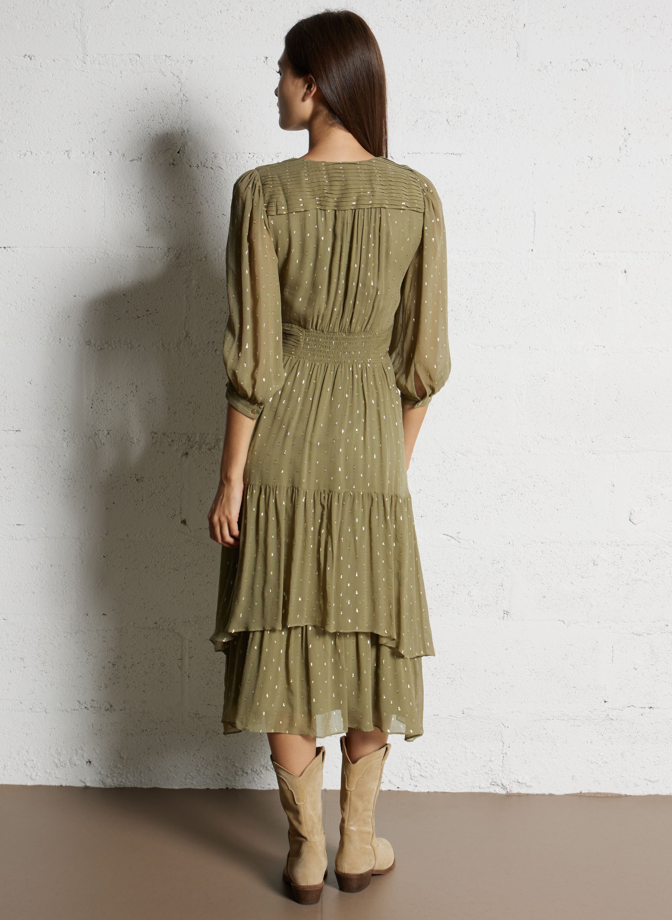 Robe longue col V BA&SH Kaki