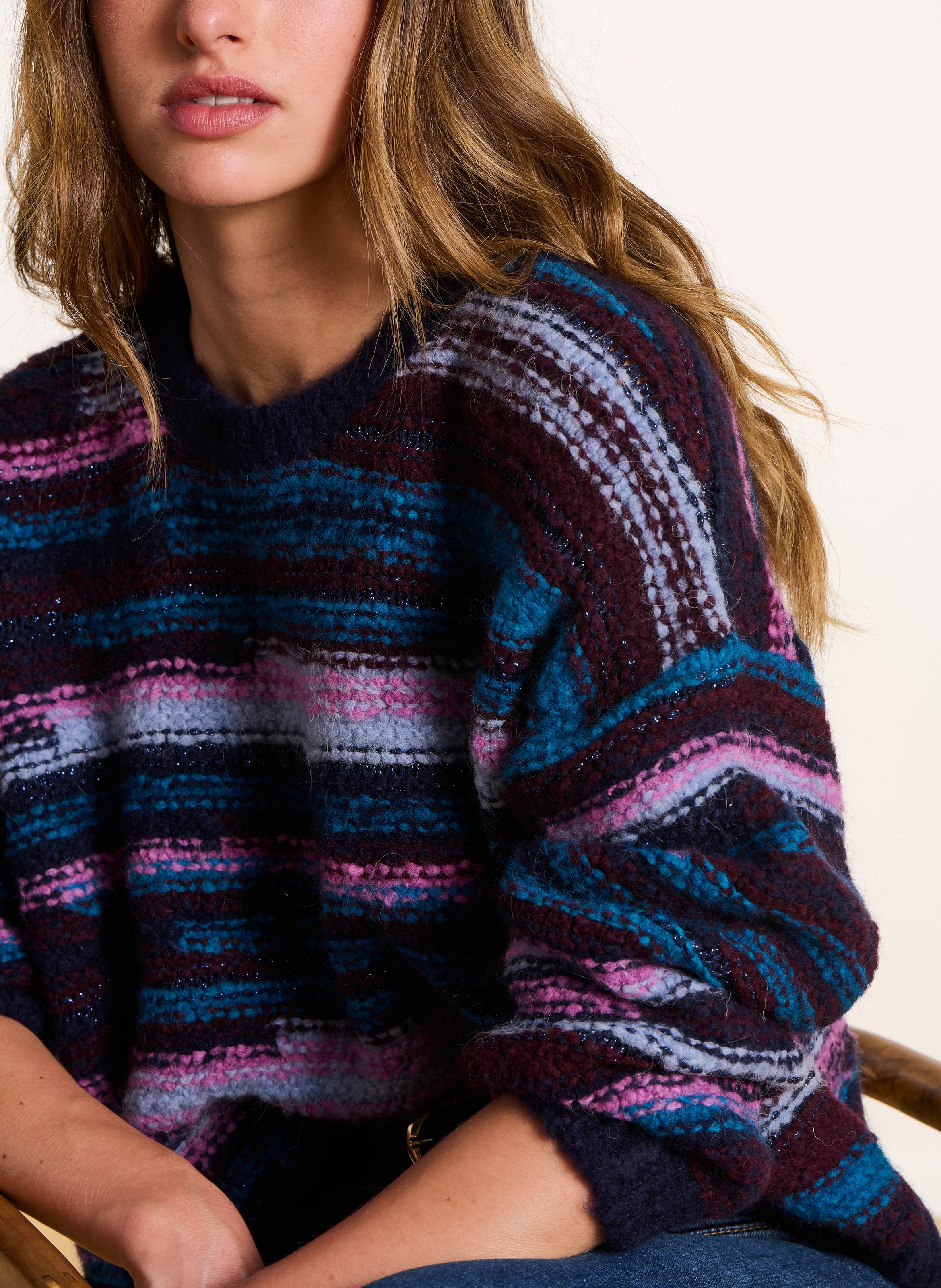 Ample striped fantasy sweater LA FEE MARABOUTEE Multicolored