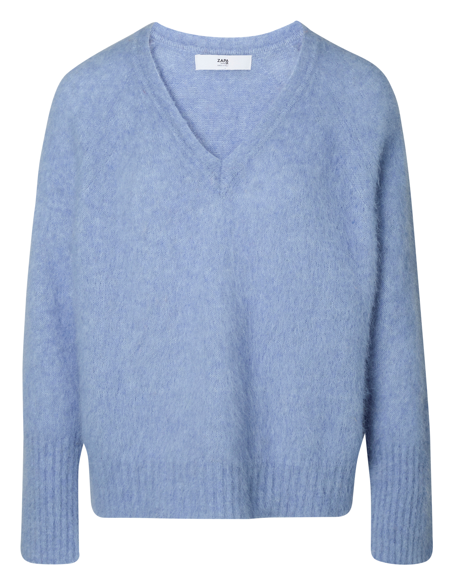 Oversized trui van tricotmix met V-hals ZAPA Blauw