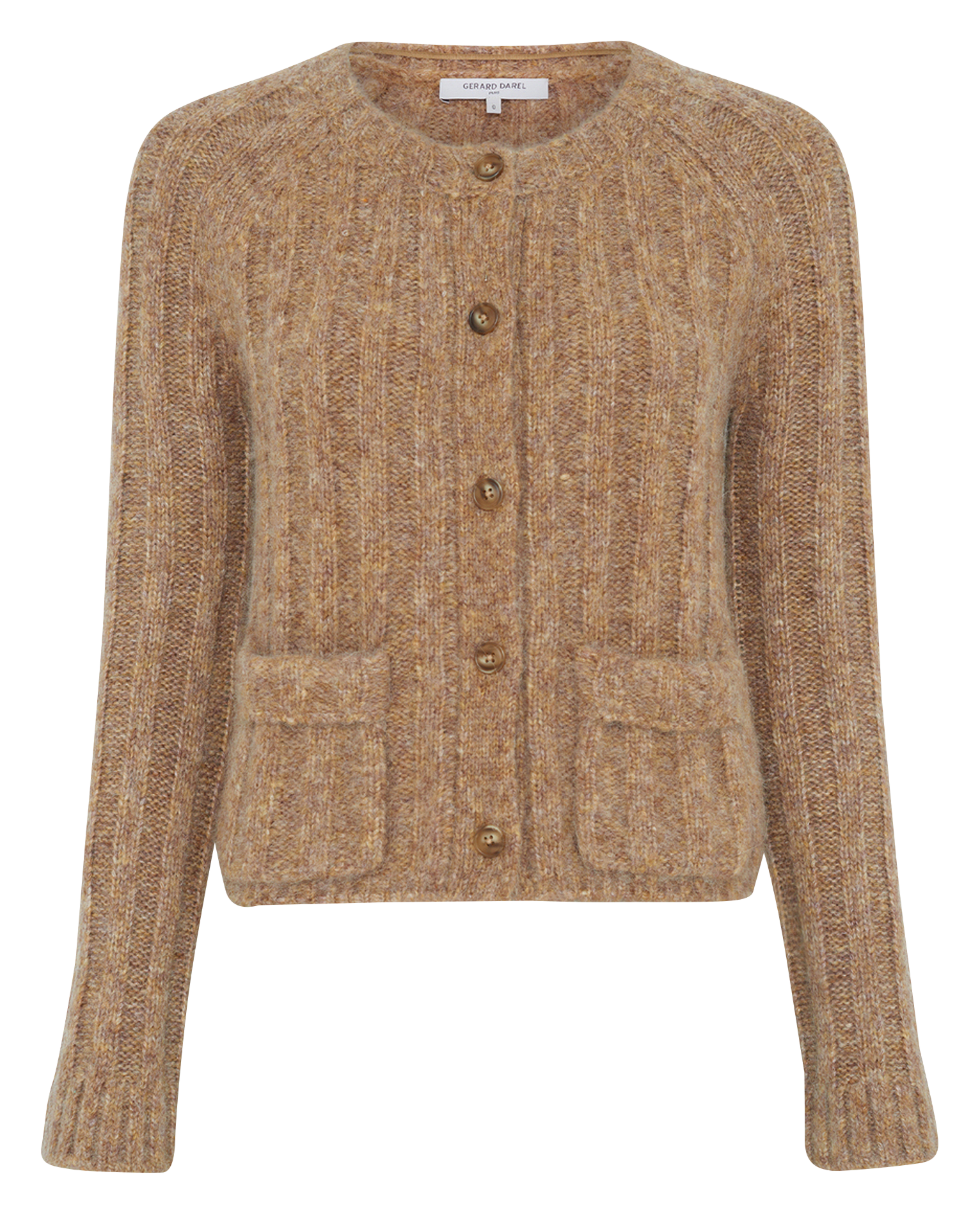 Round-neck wool-blend cardigan GERARD DAREL Brown